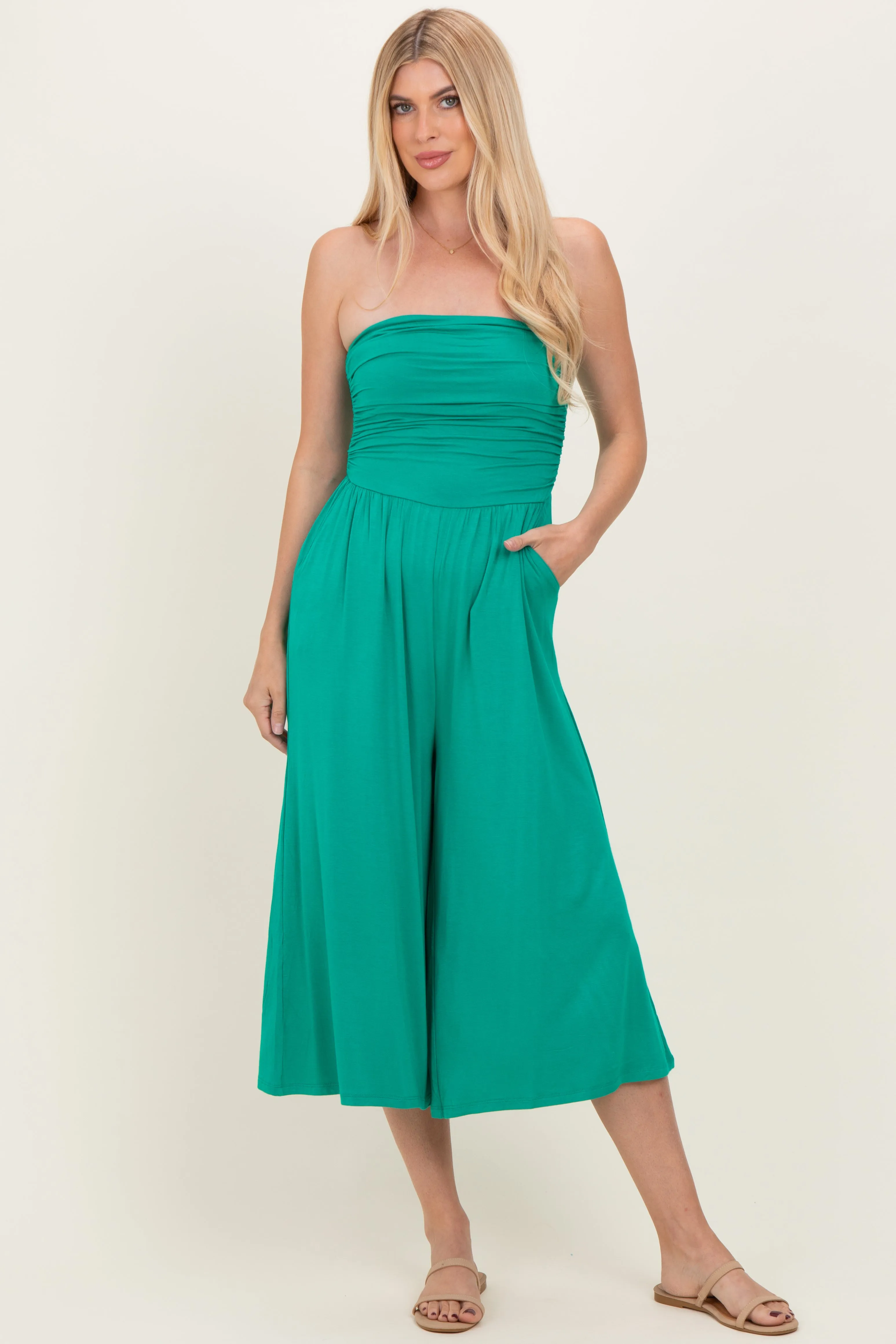 Kelly Green Double Layered Strapless Tube Top Jumpsuit sold by Pinkblush