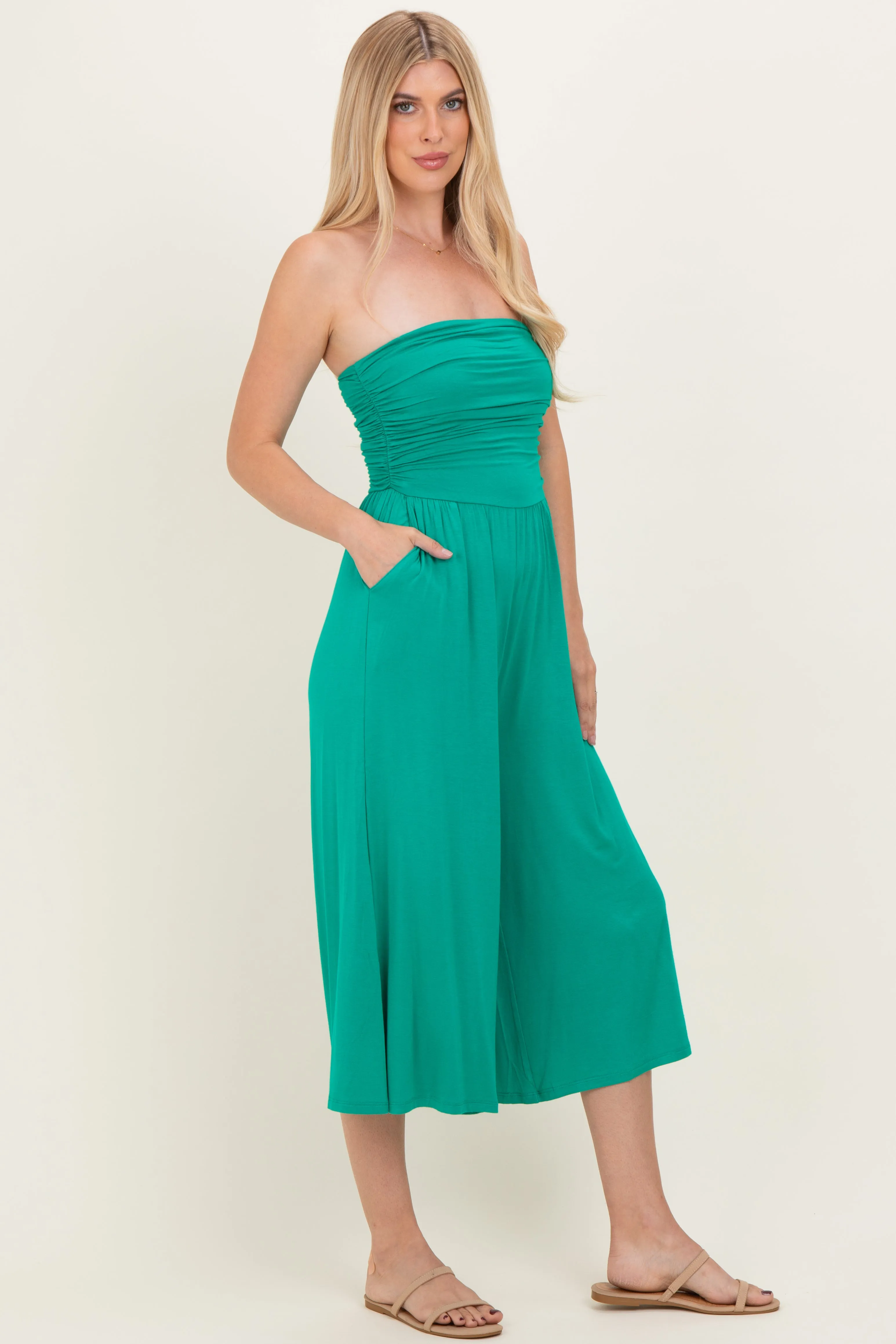 Kelly Green Double Layered Strapless Tube Top Jumpsuit sold by Pinkblush product image thumbnail 2
