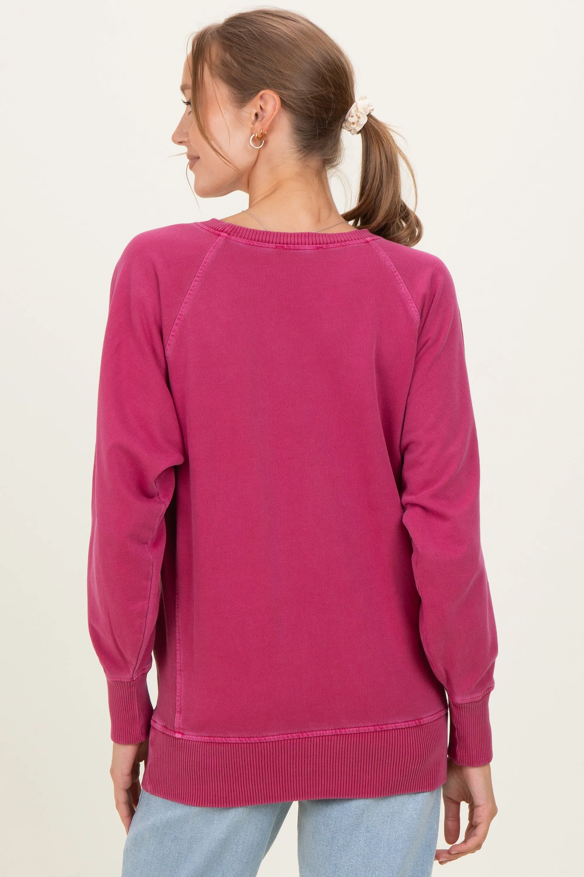 Burgundy Pigment Dyed French Terry Maternity Pullover sold by Pinkblush product image thumbnail 4