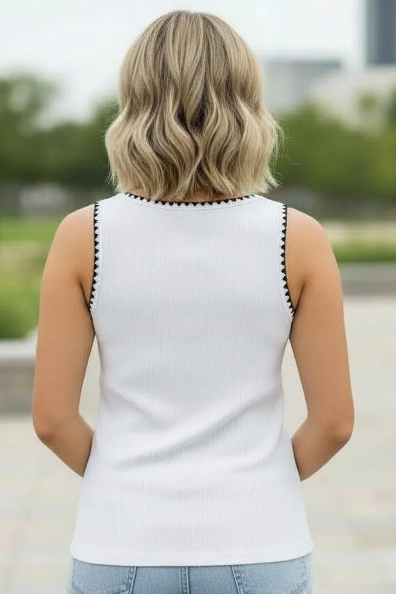 White Stitch Detail Sleeveless Top sold by Pinkblush product image thumbnail 3