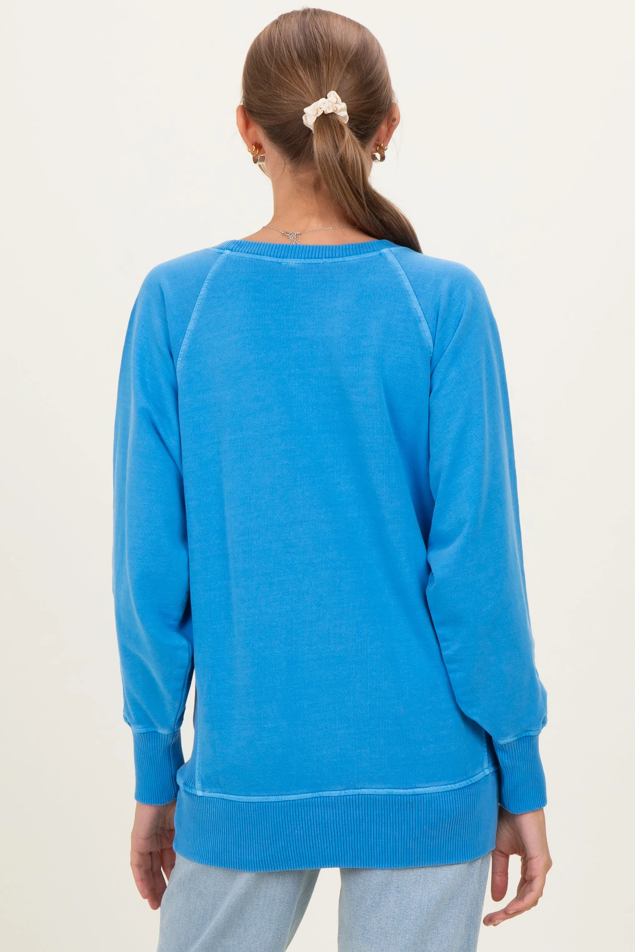 Classic Blue Vintage Wash French Terry Maternity Pullover sold by Pinkblush product image thumbnail 4