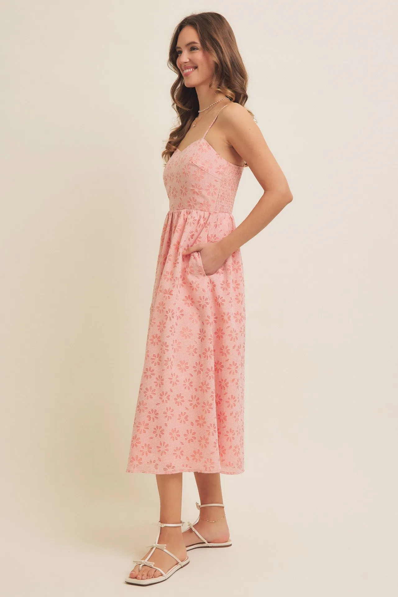 Strawberry Floral Gingham Midi Dress sold by Pinkblush product image thumbnail 2