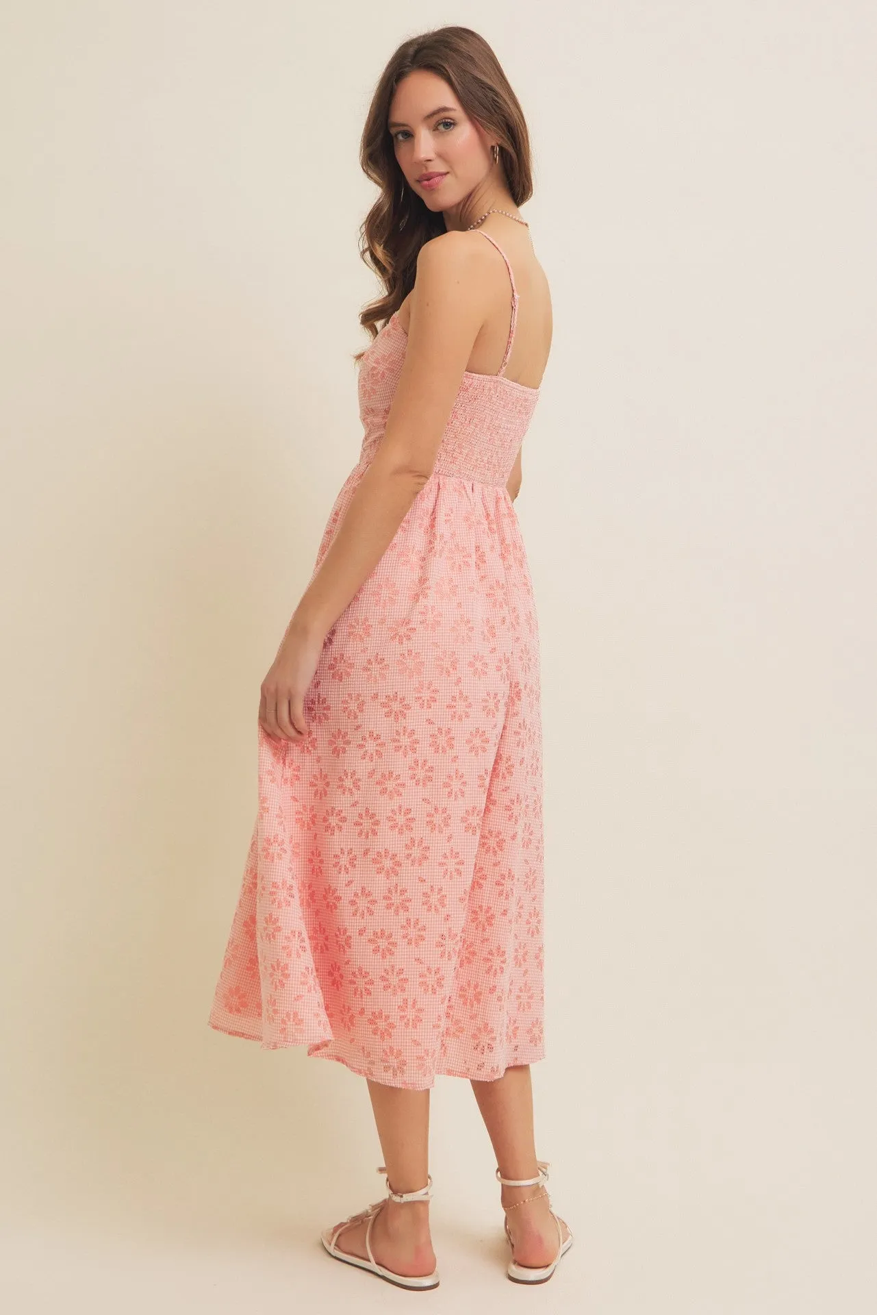 Strawberry Floral Gingham Midi Dress sold by Pinkblush product image thumbnail 3