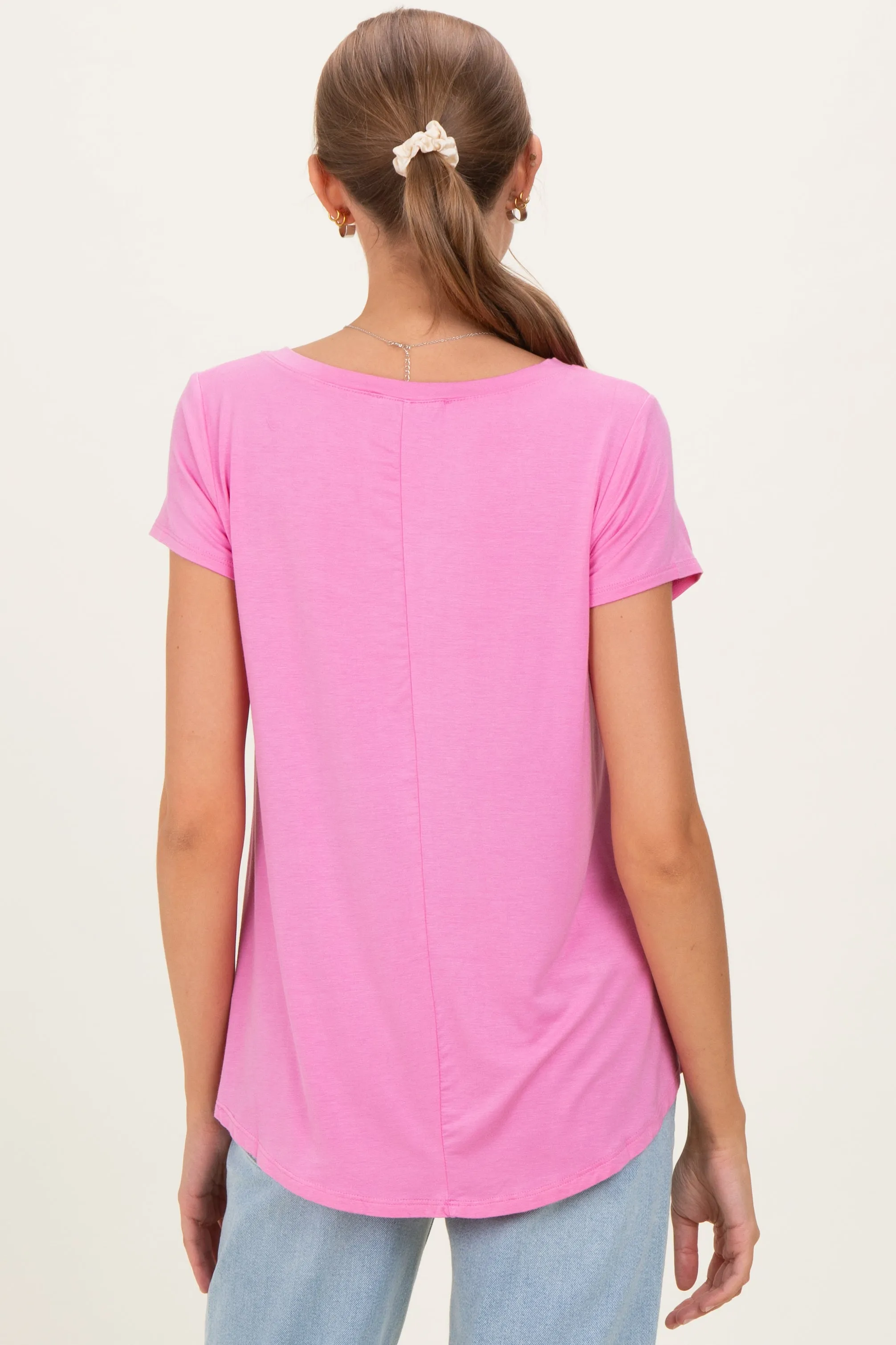 Pink Basic V-Neck Short Sleeve Maternity Top sold by Pinkblush product image thumbnail 4