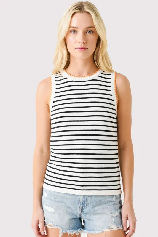 Navy Striped Stitch Detail Knit Tank sold by Pinkblush