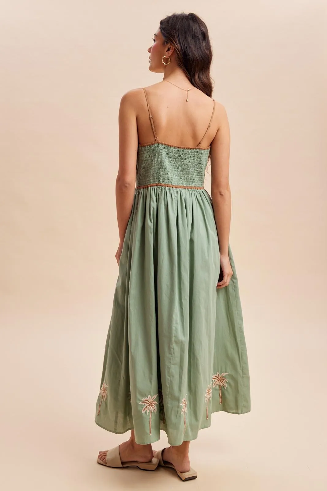 Sage Embroidered Contrast Sleeveless Maxi Dress sold by Pinkblush product image thumbnail 4