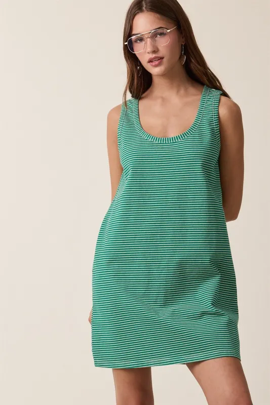 Green Striped Mini Tank Dress made by Wishlist