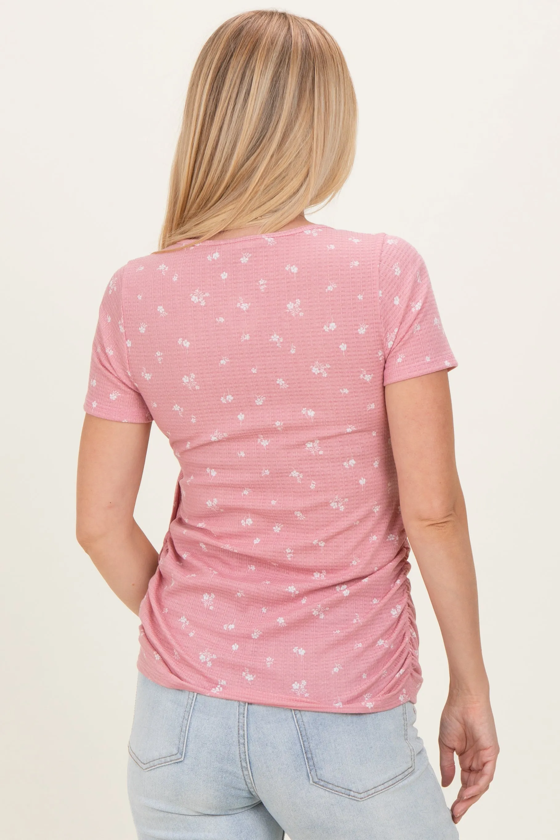 Mauve Floral Wrap Fitted Nursing Top sold by Pinkblush product image thumbnail 3
