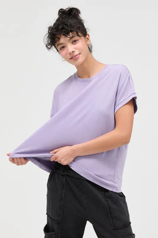 Dusty Purple Mineral Wash Boxy Fit T-Shirt sold by Pinkblush