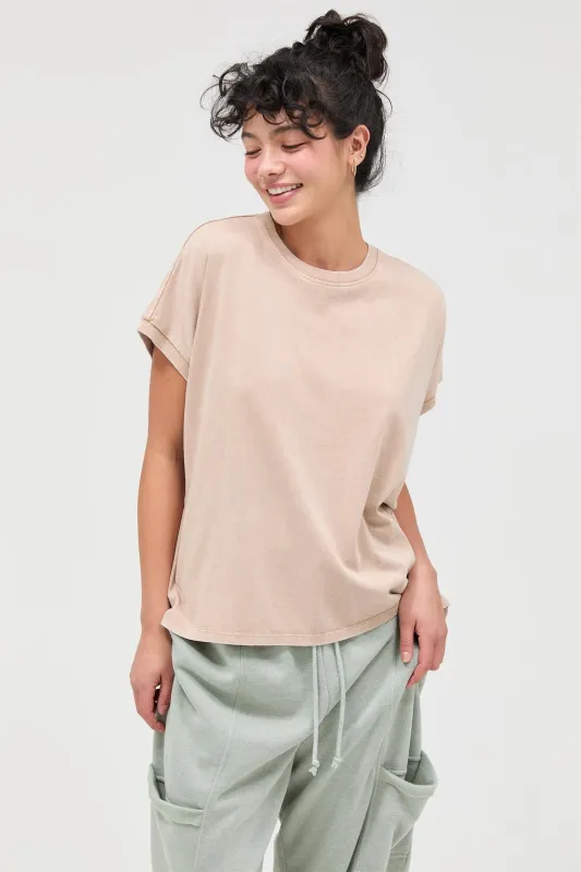 Taupe Mineral Wash Boxy Fit T-Shirt made by HYFVE
