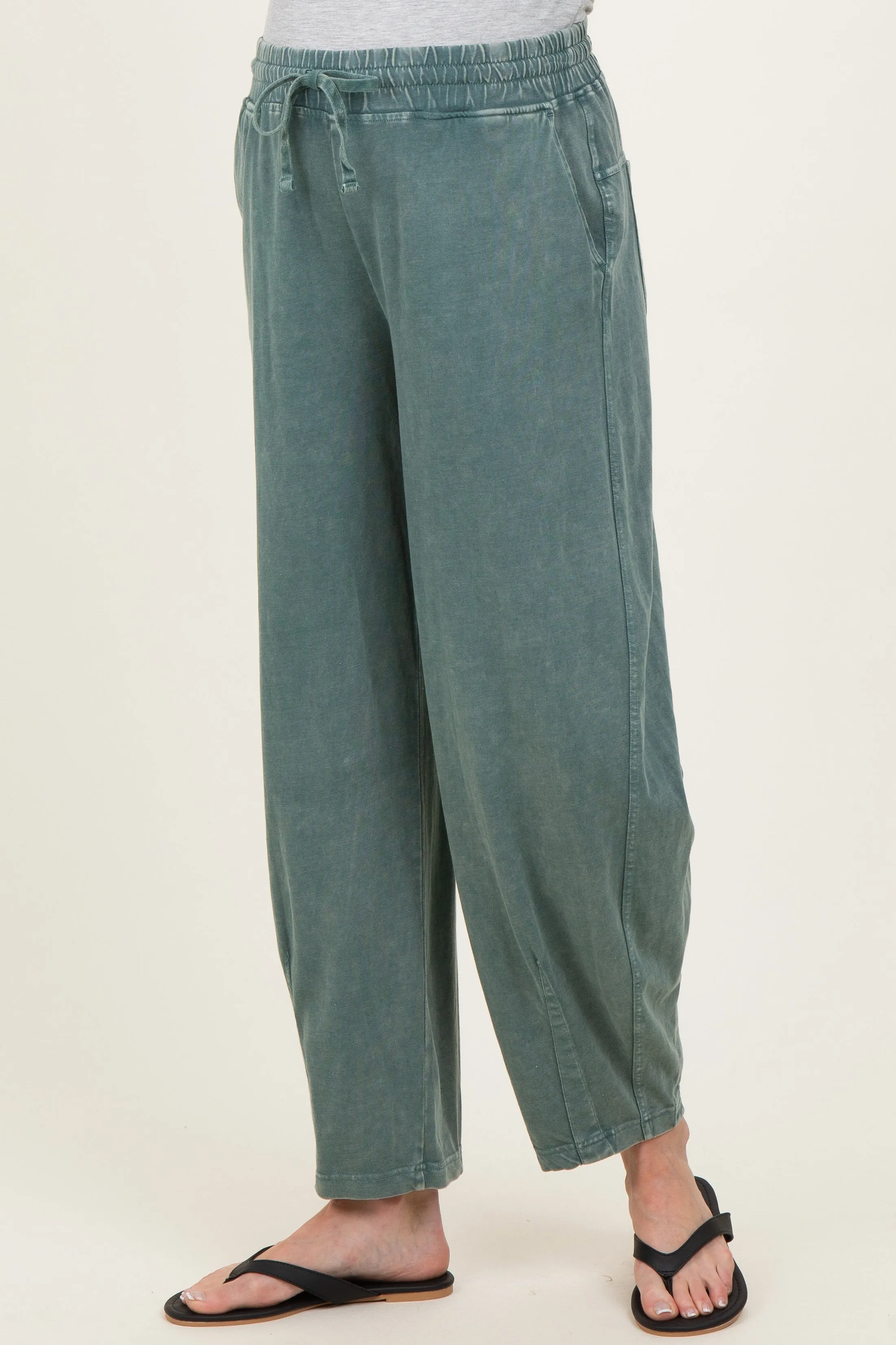 Teal Mineral Wash Barrel Leg Maternity Lounge Pants sold by Pinkblush product image thumbnail 4