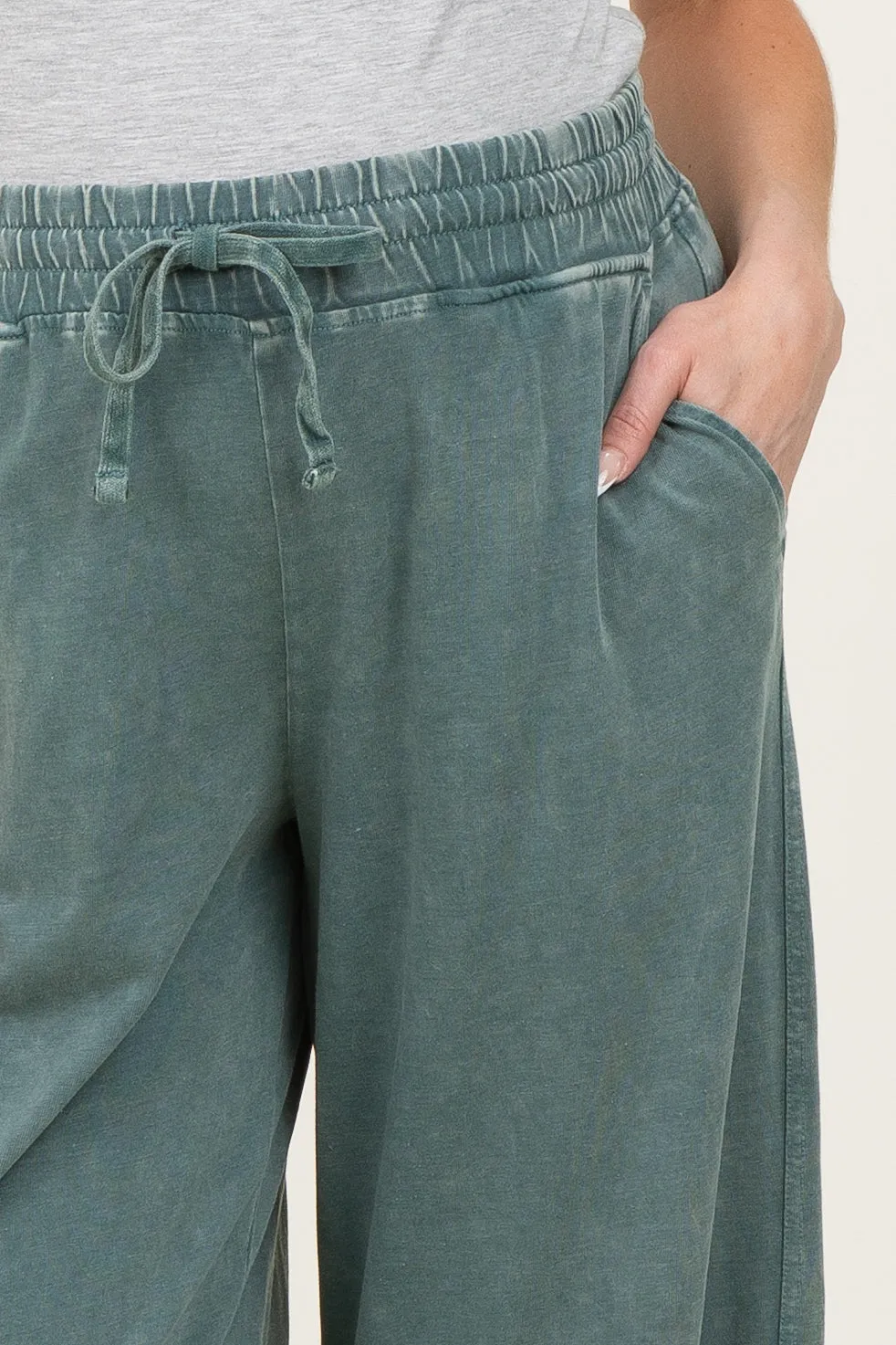 Teal Mineral Wash Barrel Leg Maternity Lounge Pants sold by Pinkblush product image thumbnail 2