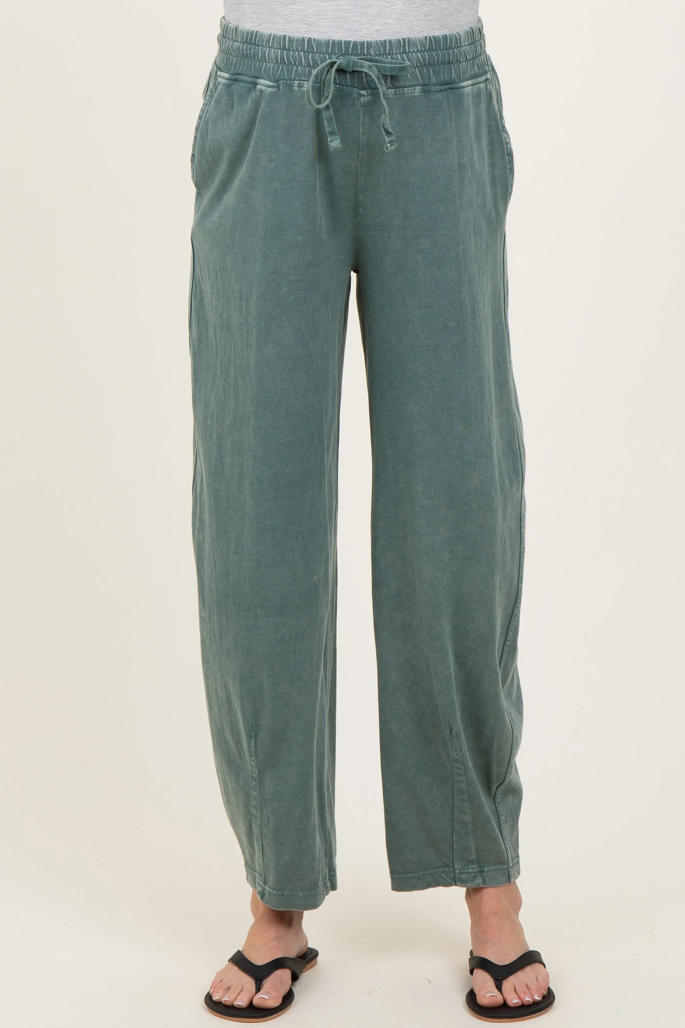Teal Mineral Wash Barrel Leg Maternity Lounge Pants sold by Pinkblush product image thumbnail 3
