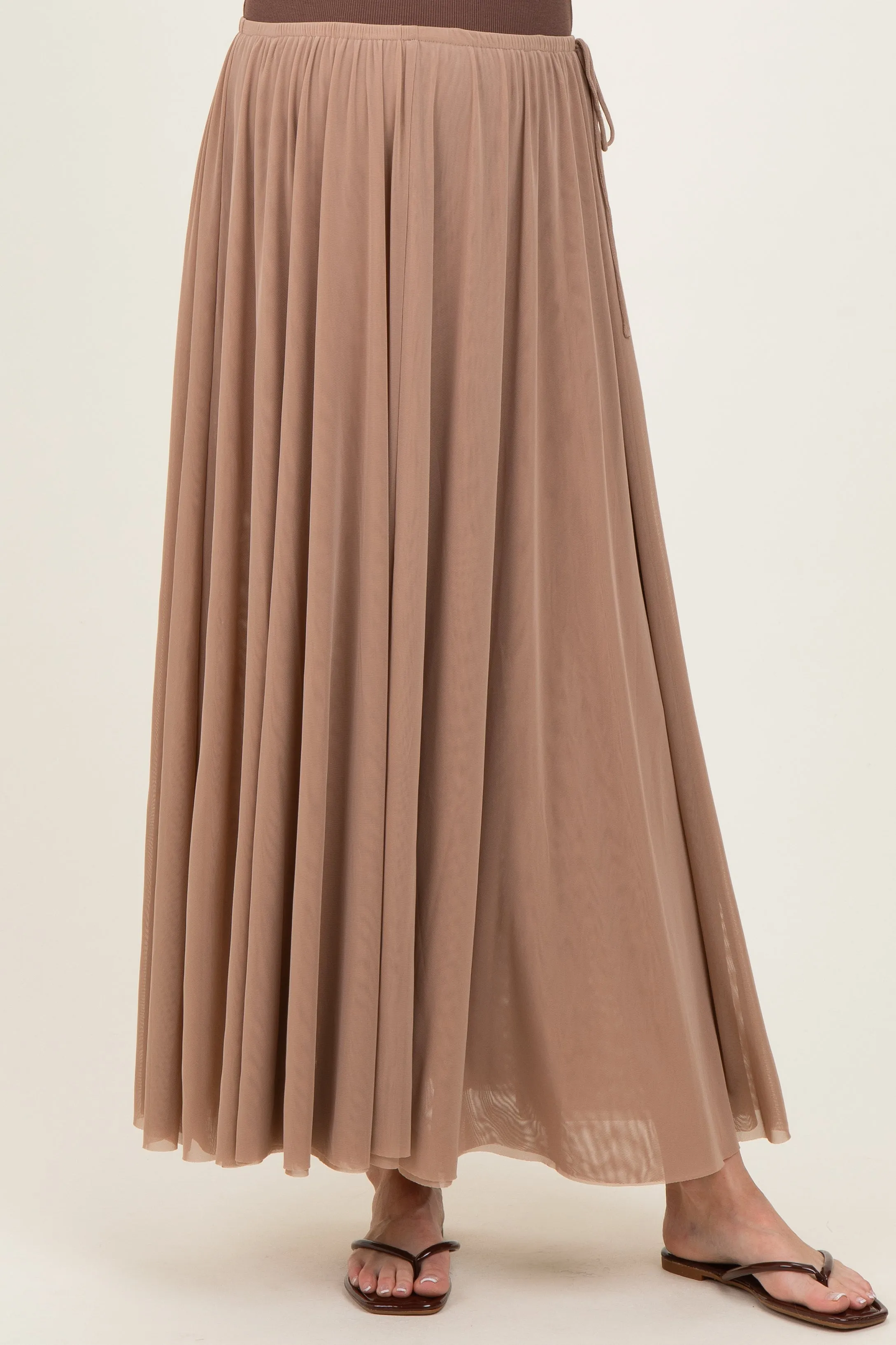 Oatmeal Mesh Maternity Maxi Skirt sold by Pinkblush product image thumbnail 2
