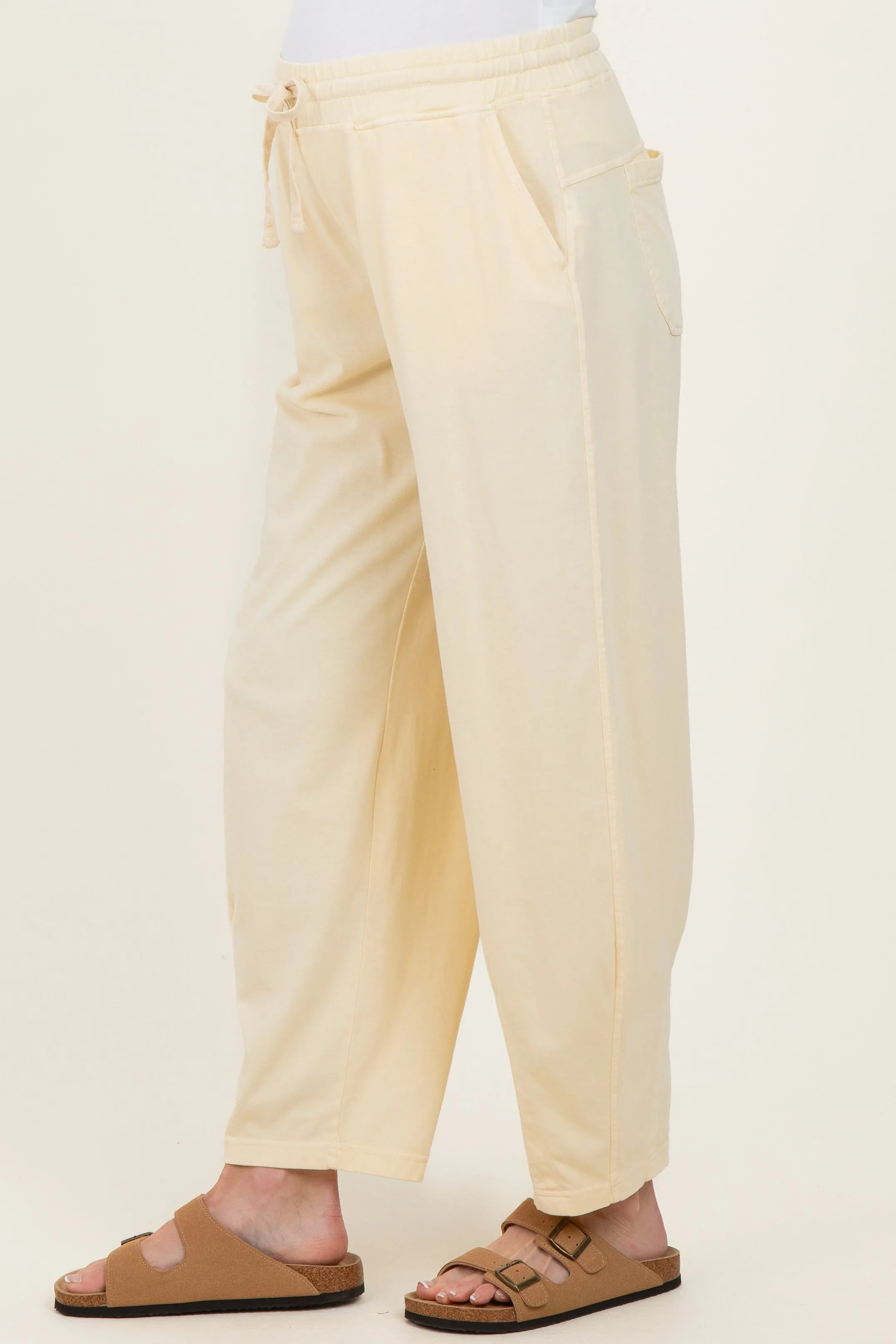 Yellow Mineral Wash Barrel Leg Maternity Lounge Pants sold by Pinkblush product image thumbnail 4