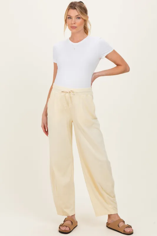 Yellow Mineral Wash Barrel Leg Maternity Lounge Pants made by Rae Mode