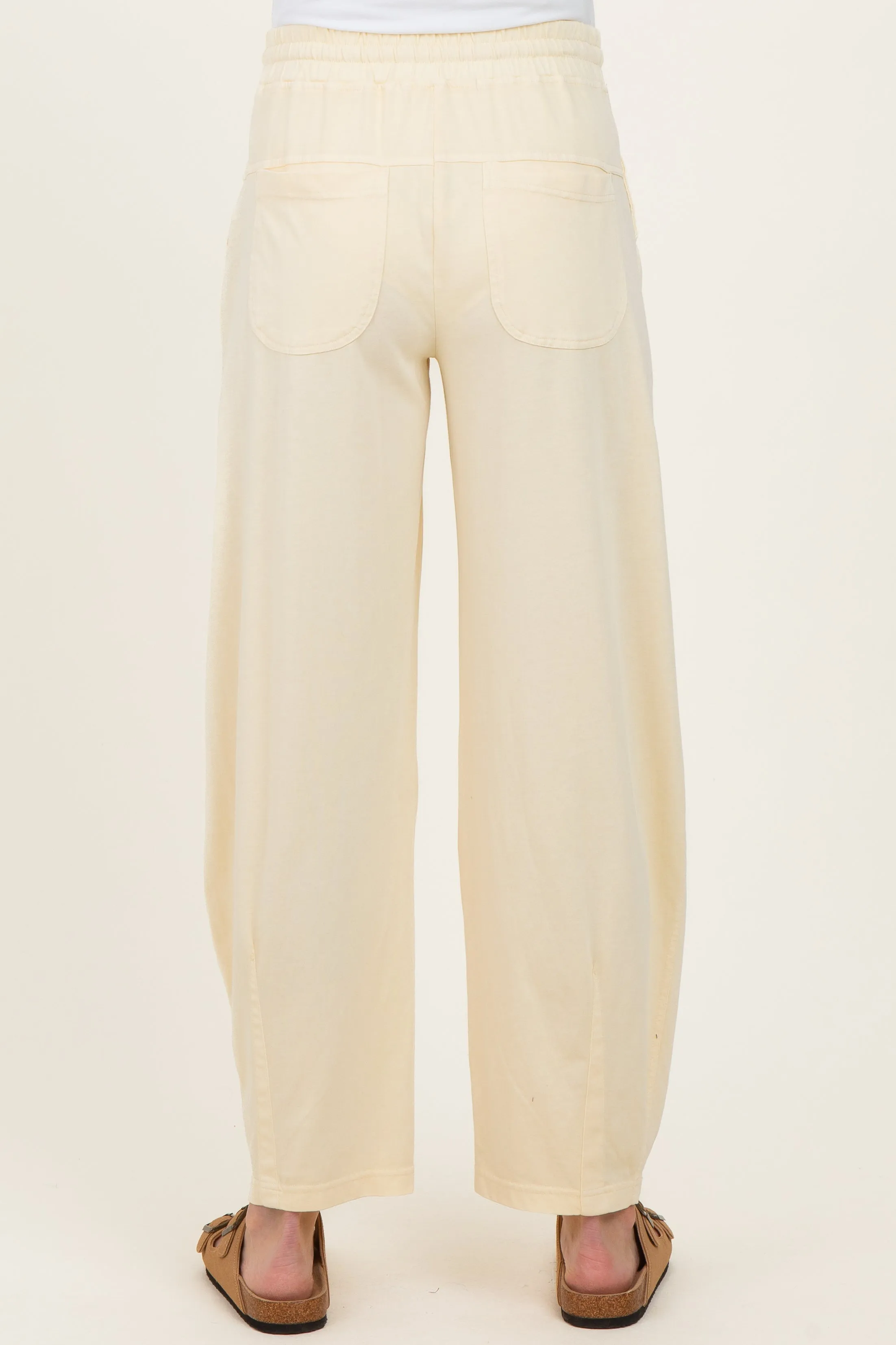 Yellow Mineral Wash Barrel Leg Maternity Lounge Pants sold by Pinkblush product image thumbnail 5