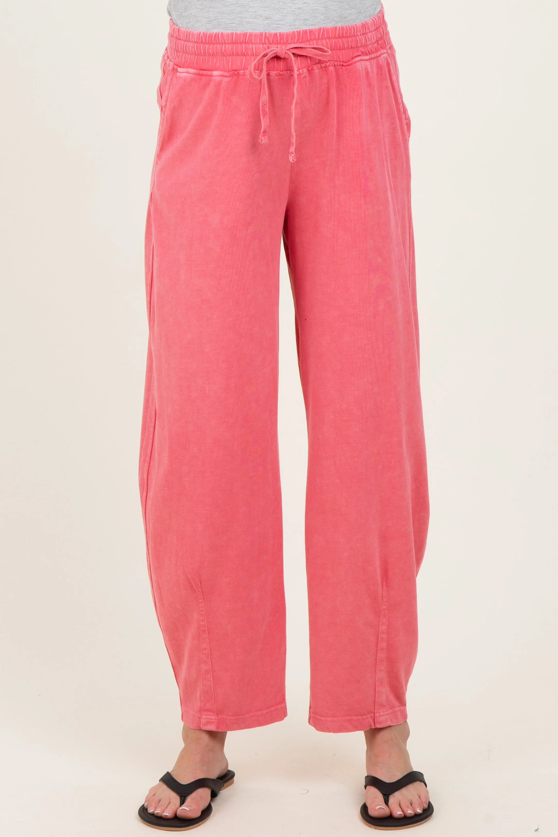 Strawberry Mineral Wash Barrel Leg Maternity Lounge Pants sold by Pinkblush product image thumbnail 2