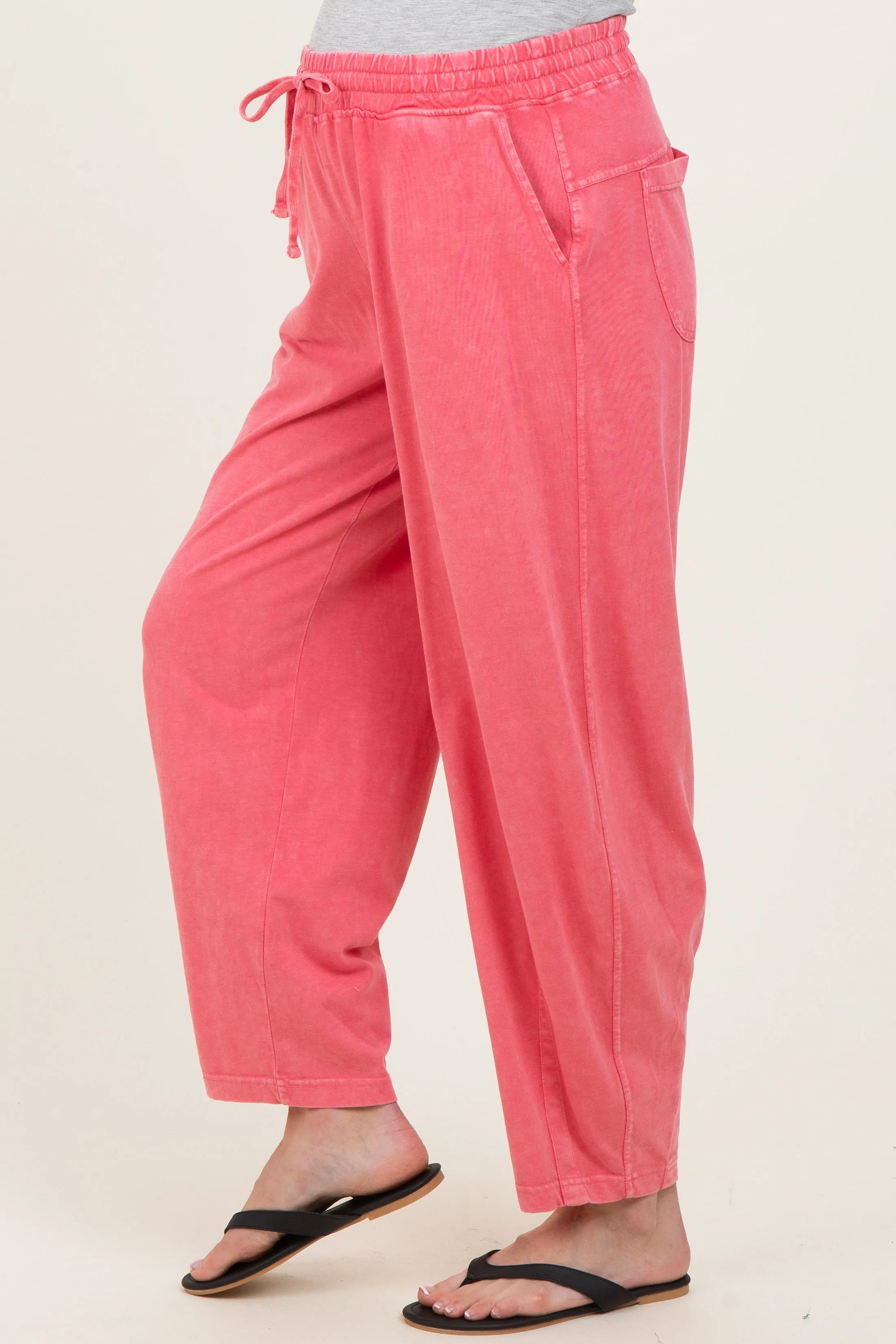 Strawberry Mineral Wash Barrel Leg Maternity Lounge Pants sold by Pinkblush product image thumbnail 3
