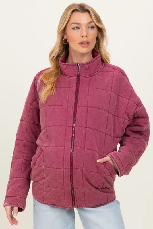 Raspberry Oversized Quilted Maternity Jacket made by Pinkblush