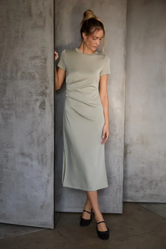 Moss Gathered Waist Midi Dress made by Gilli