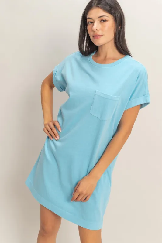 Aqua Blue T-Shirt Mini Dress sold by Pinkblush
