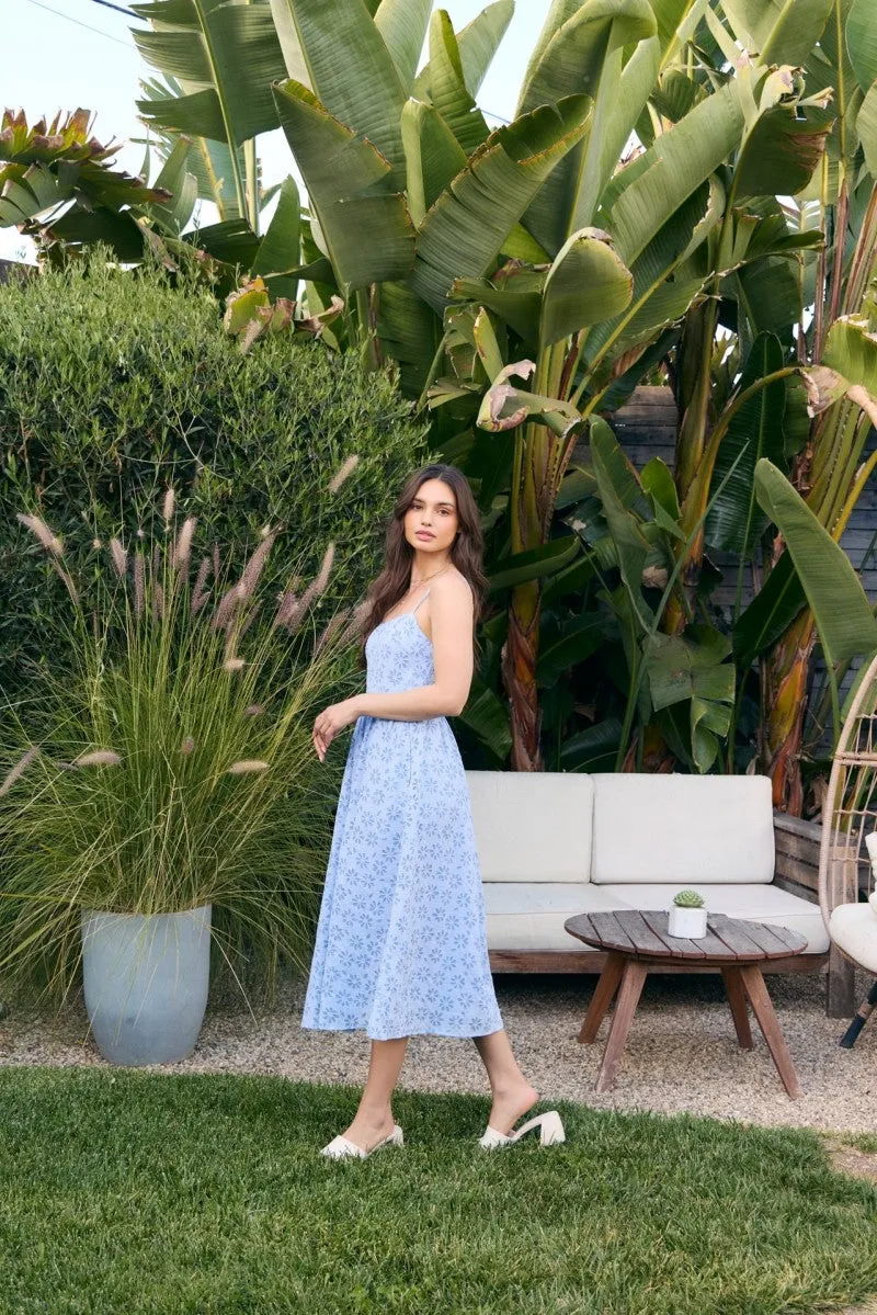 Powder Blue Floral Gingham Midi Dress sold by Pinkblush product image thumbnail 4