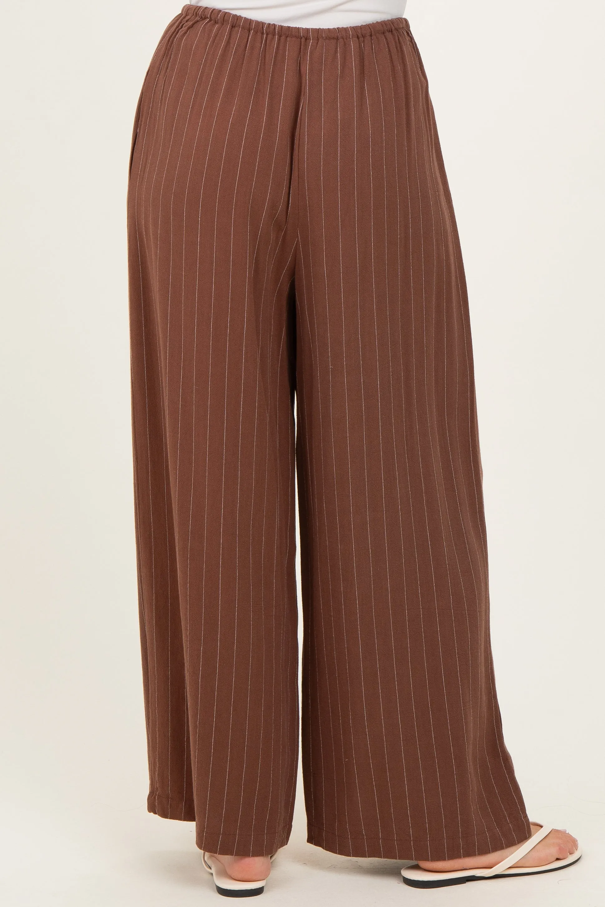 Brown Pinstripe Drawstring Linen Pants sold by Pinkblush product image thumbnail 4