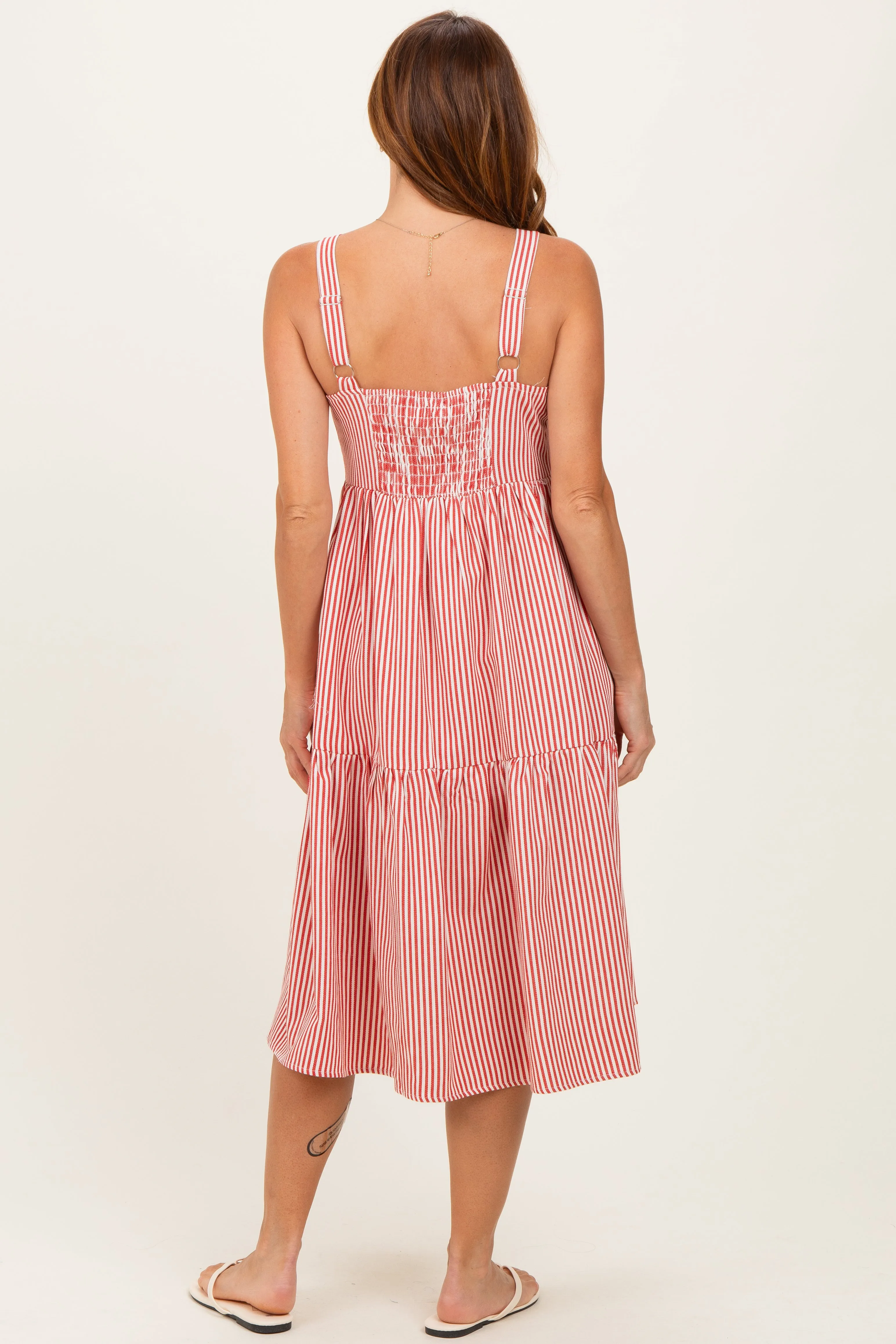 Red Striped Tiered Overall Dress sold by Pinkblush product image thumbnail 3