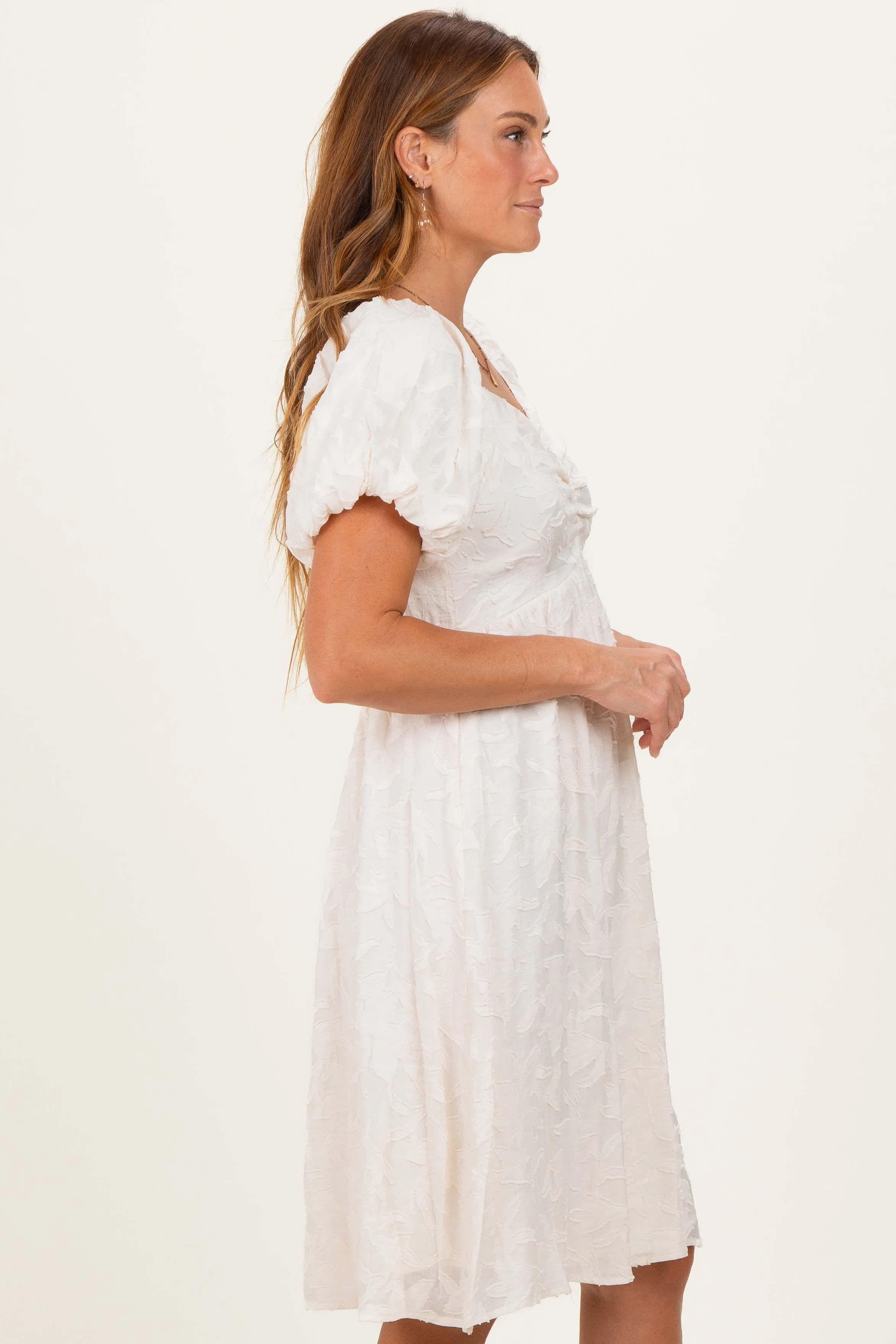 Ivory Textured Sweetheart Neck Dress sold by Pinkblush product image thumbnail 3