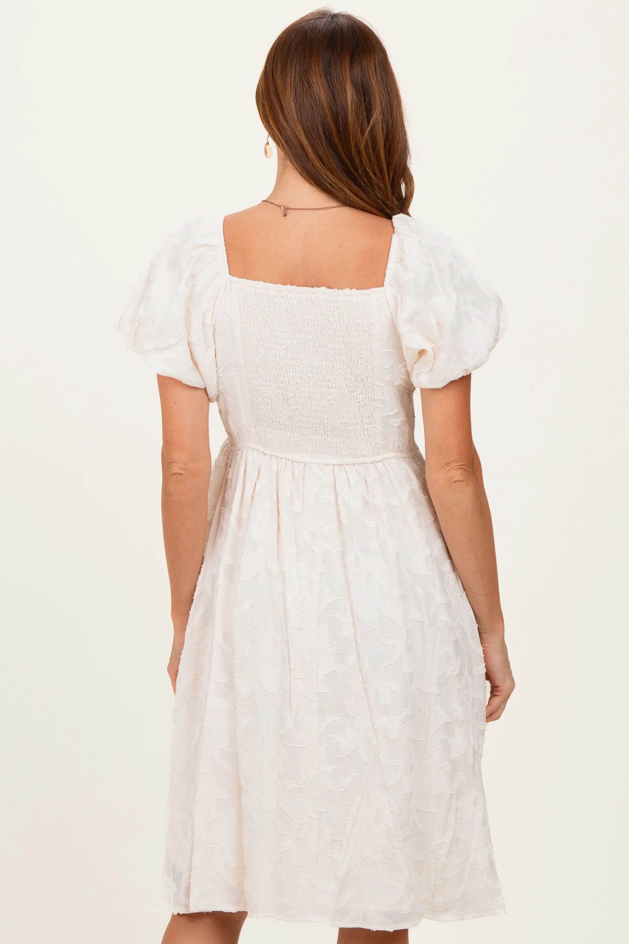 Ivory Textured Sweetheart Neck Dress sold by Pinkblush product image thumbnail 4