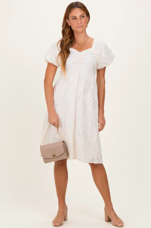 Ivory Textured Sweetheart Neck Dress sold by Pinkblush
