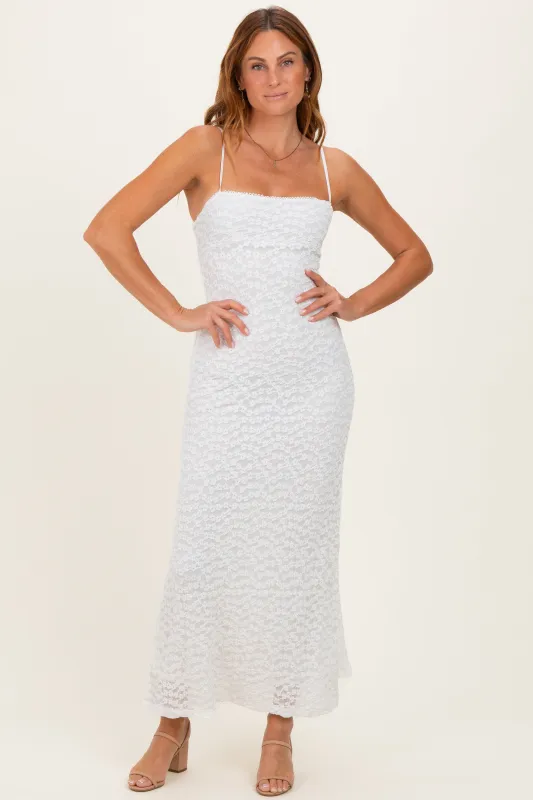 White Floral Lace Cutout Maxi Dress made by Pinkblush