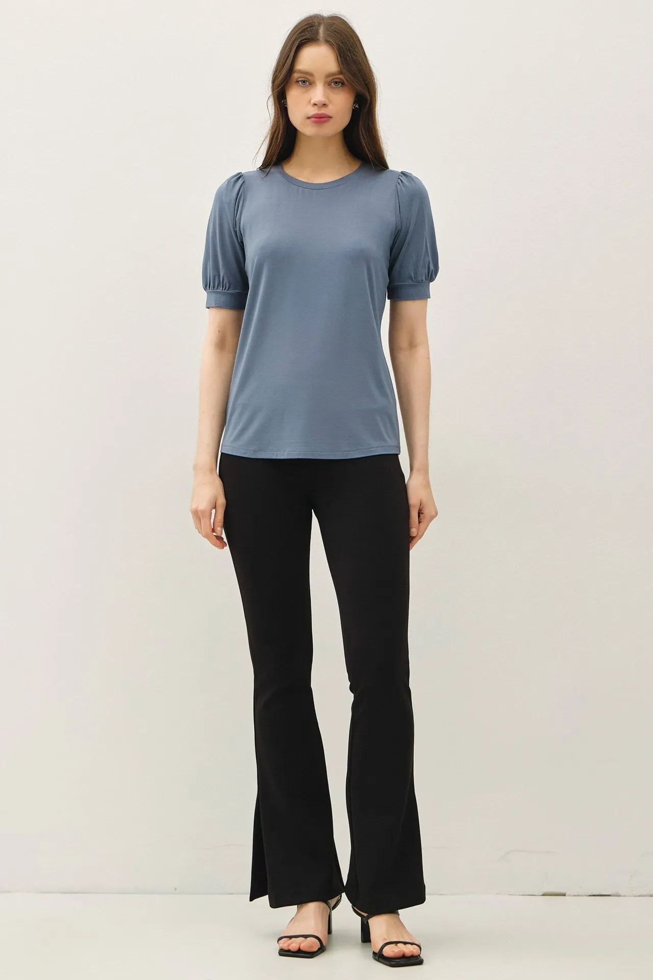 Blue Teal Puff Sleeve Basic Top sold by Pinkblush product image thumbnail 2