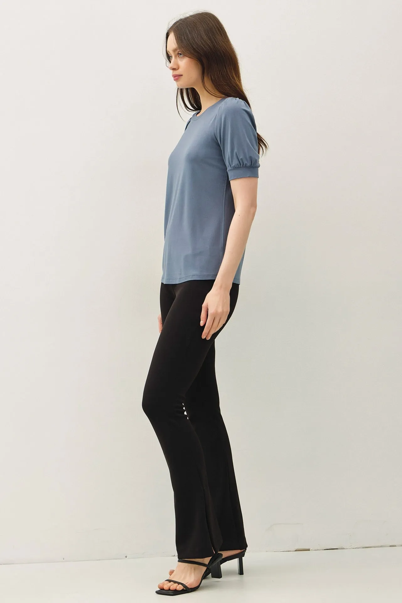 Blue Teal Puff Sleeve Basic Top sold by Pinkblush product image thumbnail 3