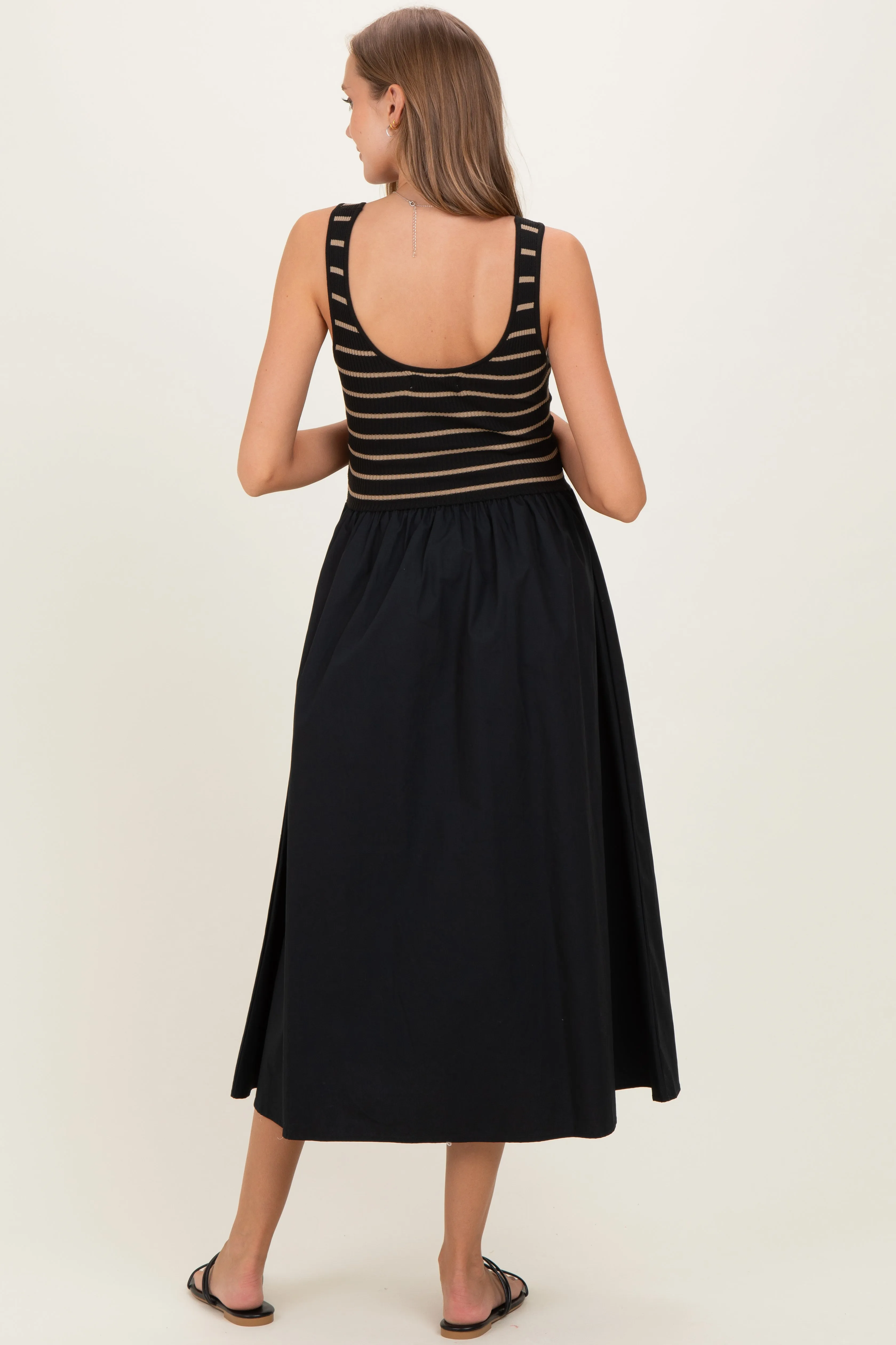 Black Striped Contrast Knit Sleeveless Maternity Maxi sold by Pinkblush product image thumbnail 2