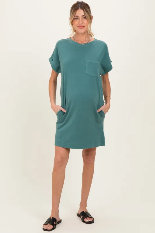Forest Green Maternity T-Shirt Mini Dress made by HYFVE