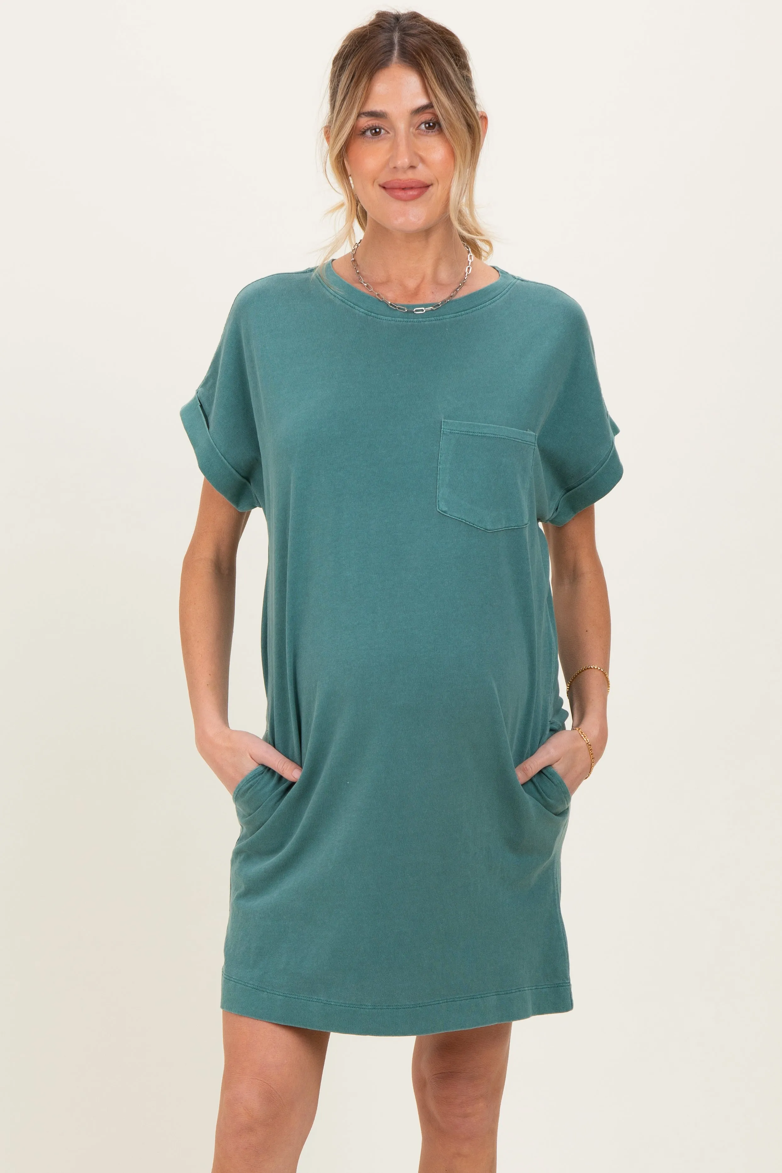 Forest Green Maternity T-Shirt Mini Dress sold by Pinkblush product image thumbnail 2