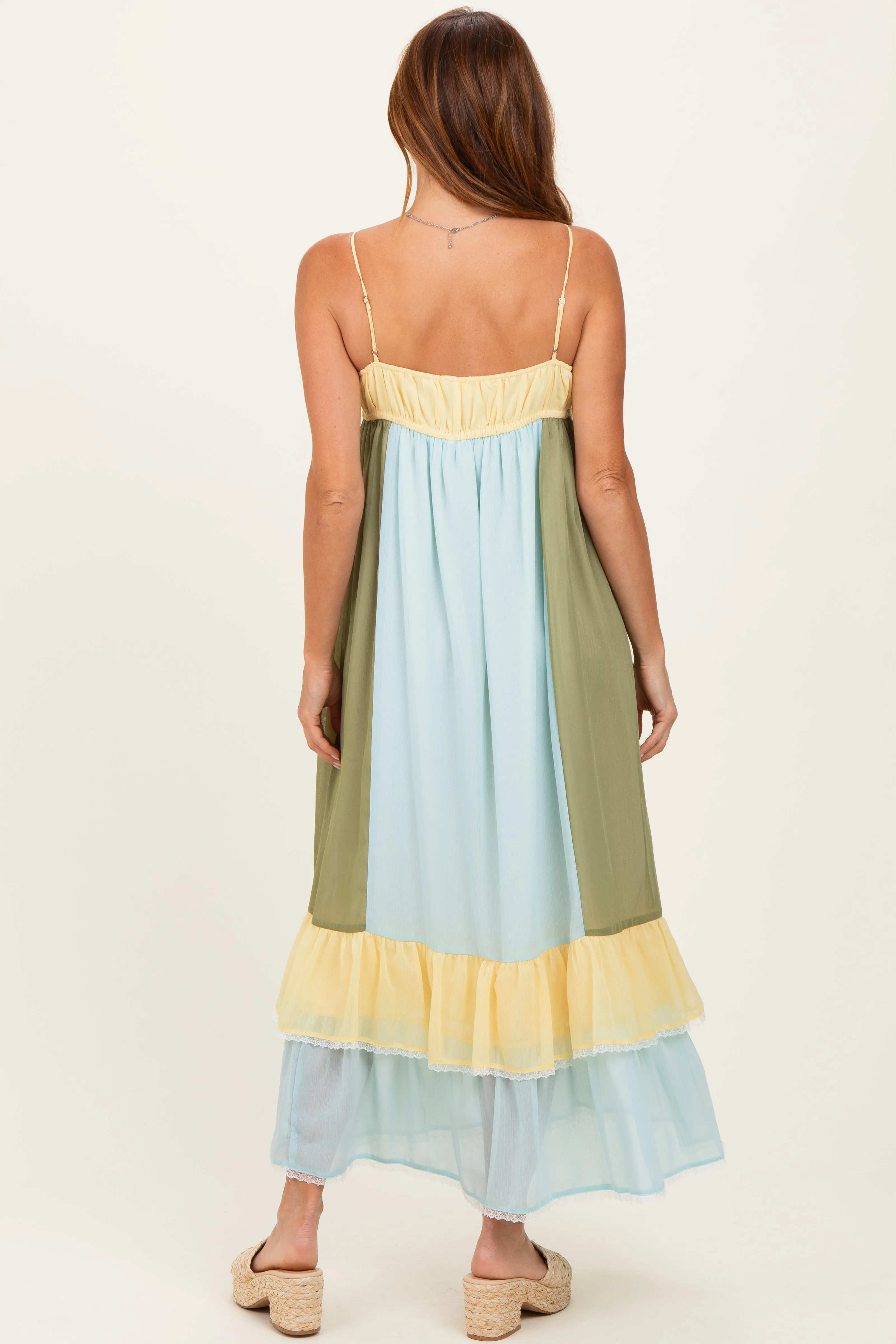 Light Blue Colorblock Tiered Ruffle Maxi Dress sold by Pinkblush product image thumbnail 3