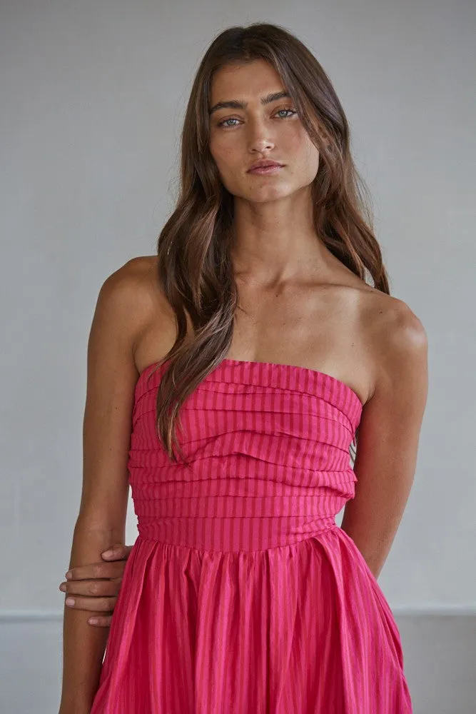 Hot Pink Striped Strapless Maxi Dress sold by Pinkblush product image thumbnail 3
