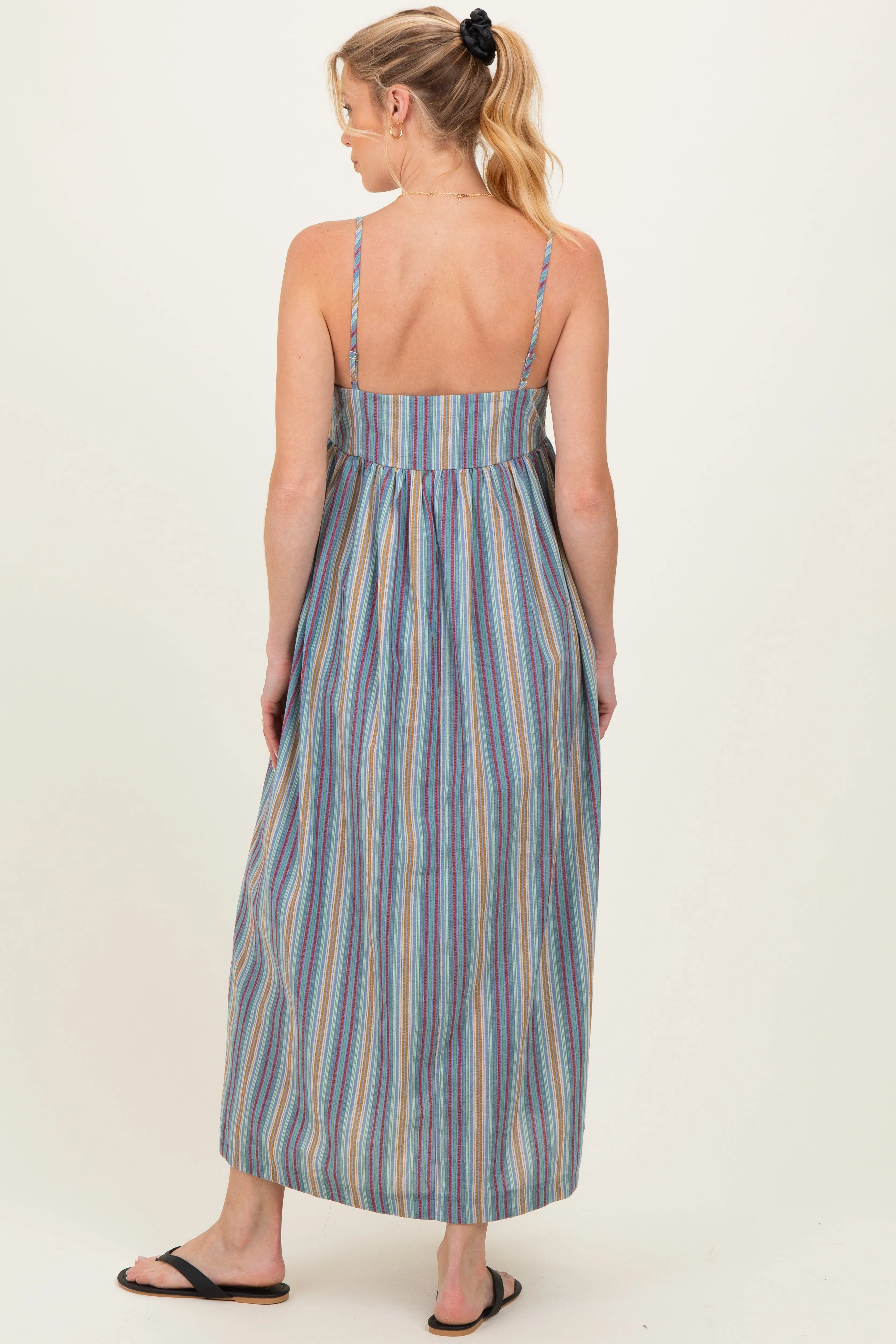 Multicolor Striped Sleeveless Maternity Maxi Dress sold by Pinkblush product image thumbnail 3