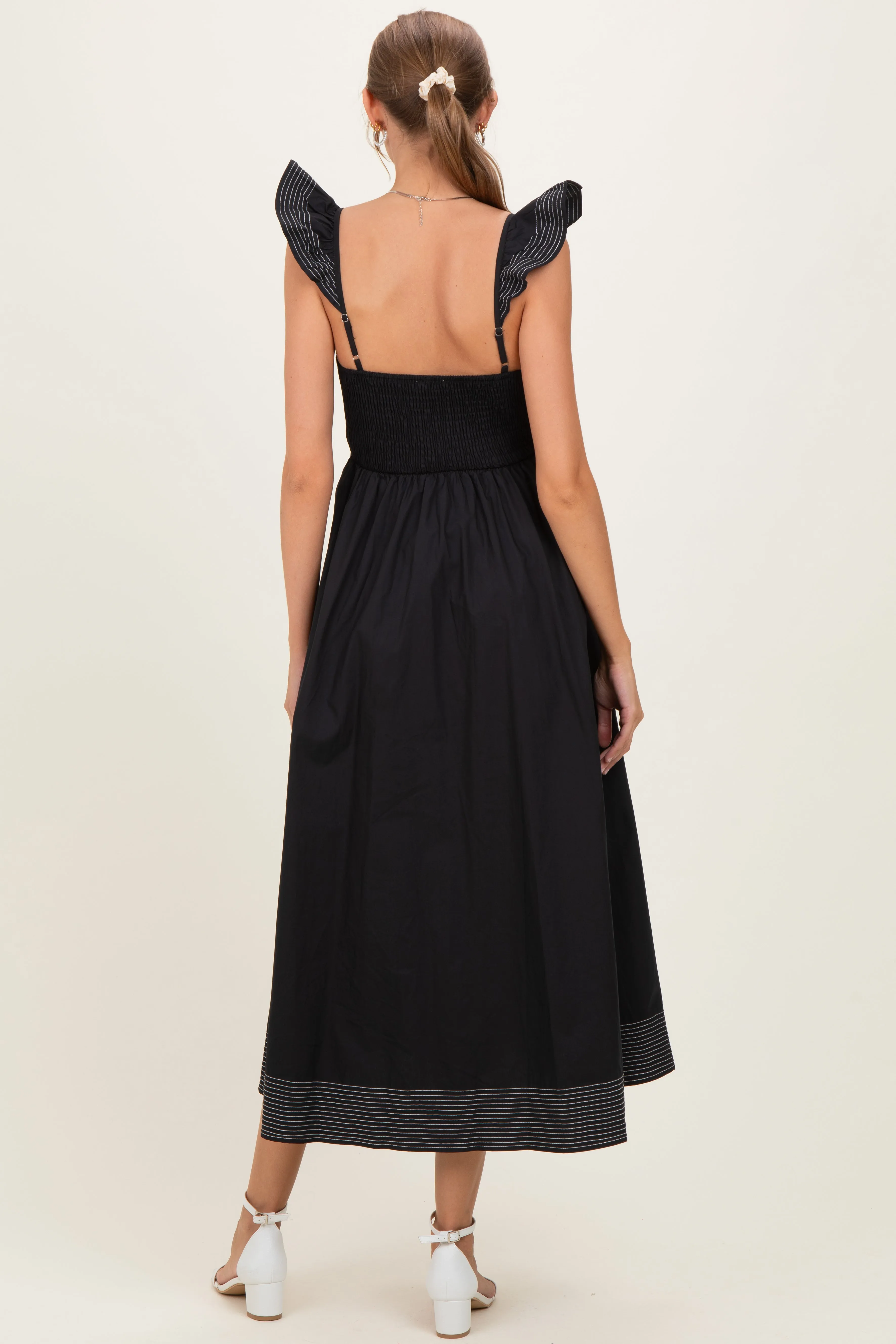 Black Cutout Seam Detail Maternity Midi Dress sold by Pinkblush product image thumbnail 3