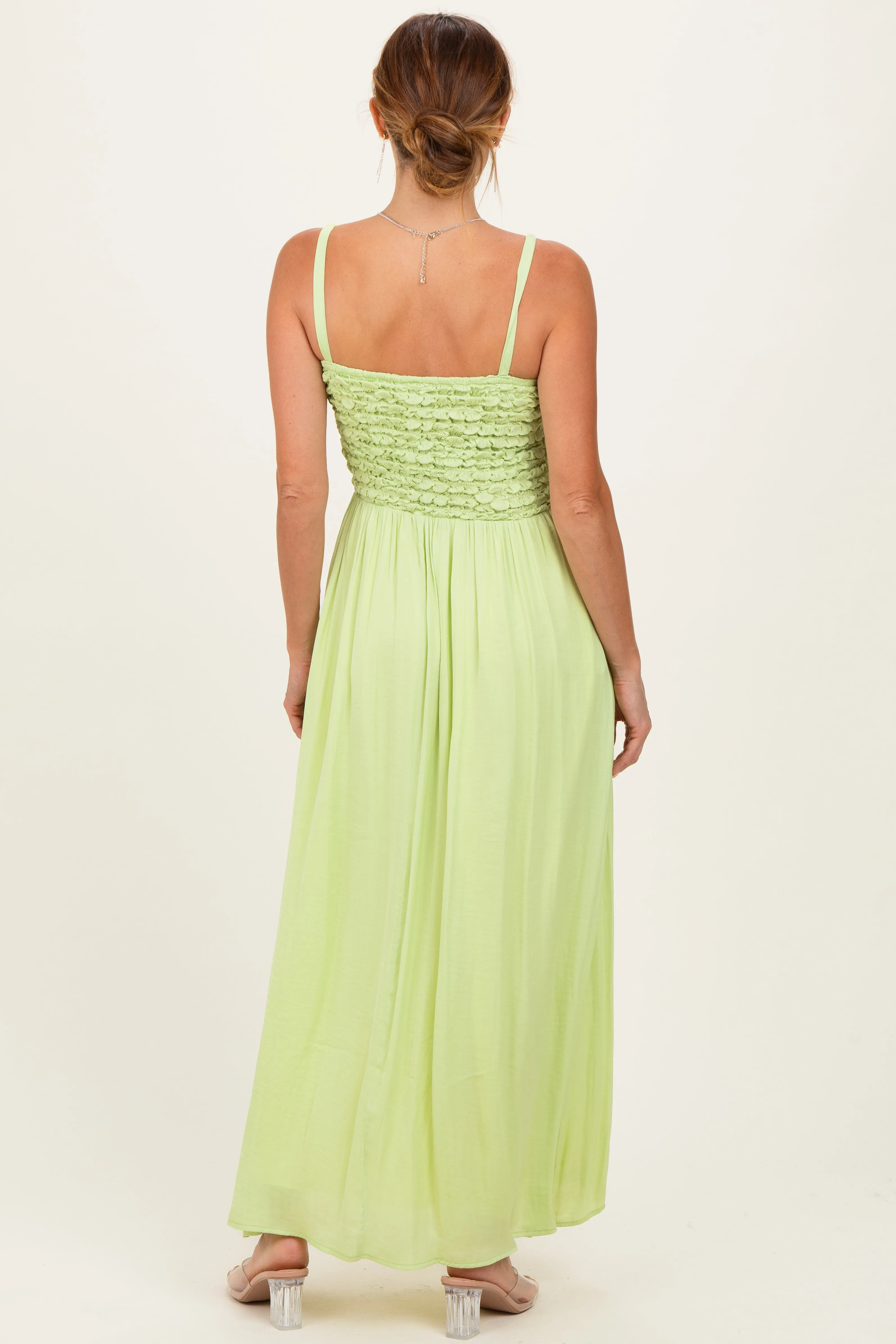 Lime Textured Smocked Maxi Dress sold by Pinkblush product image thumbnail 3