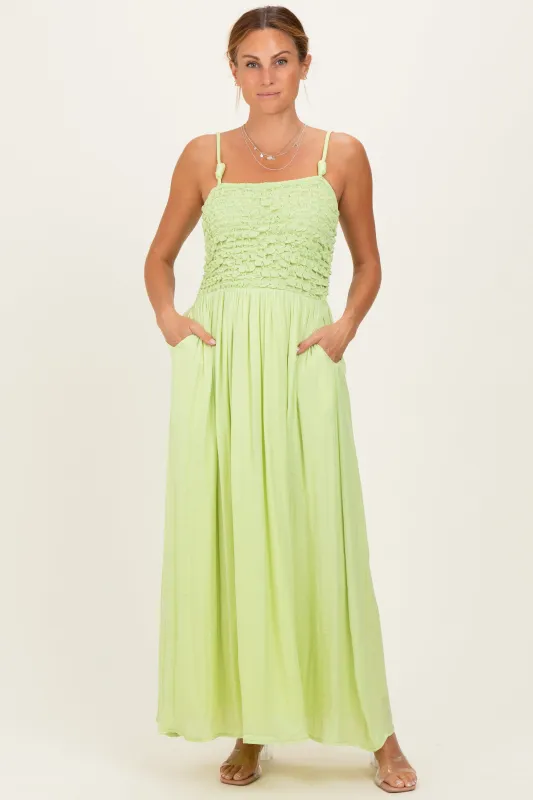 Lime Textured Smocked Maxi Dress sold by Pinkblush
