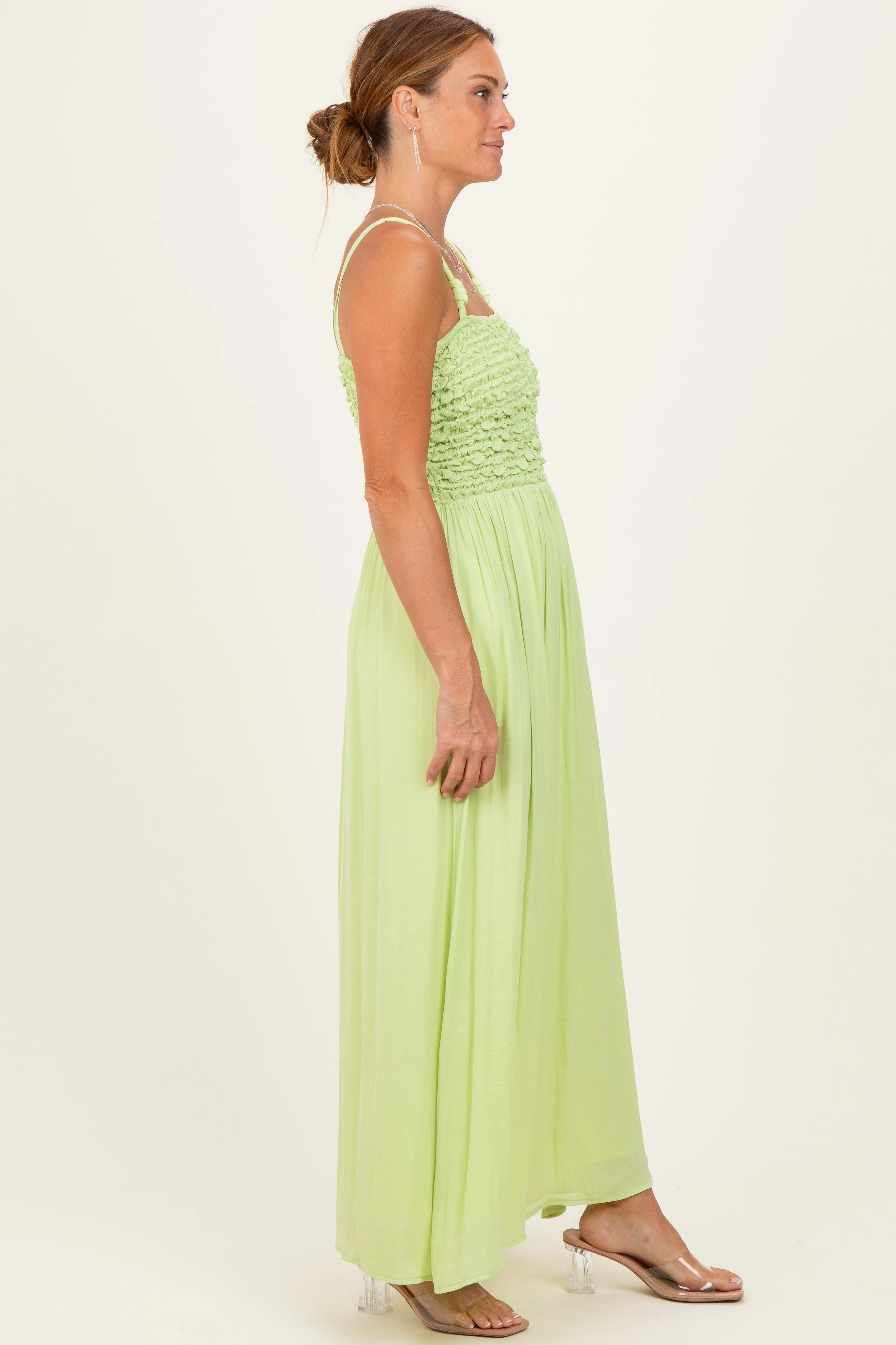 Lime Textured Smocked Maxi Dress sold by Pinkblush product image thumbnail 2