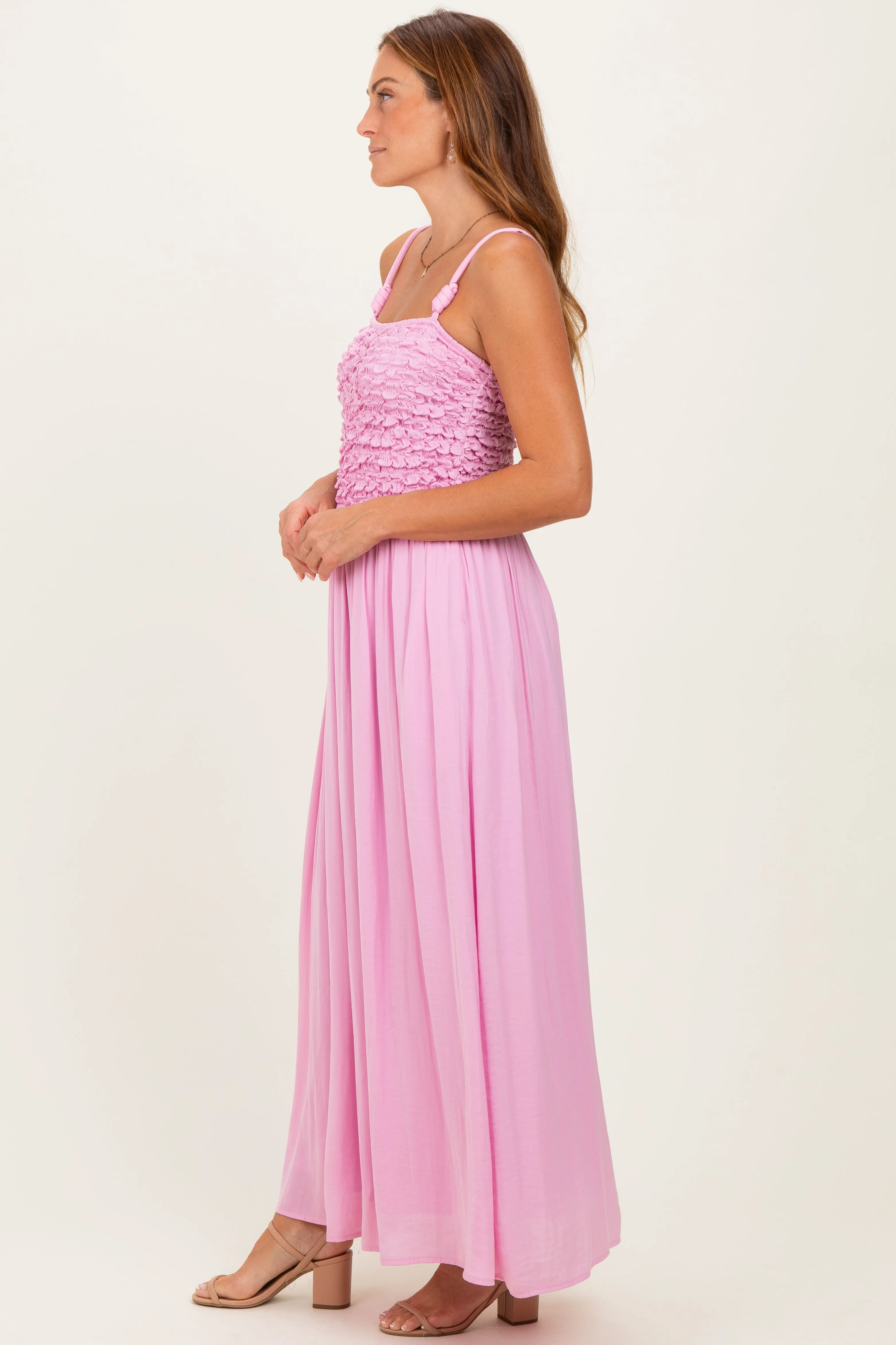 Pink Textured Smocked Maxi Dress sold by Pinkblush product image thumbnail 2