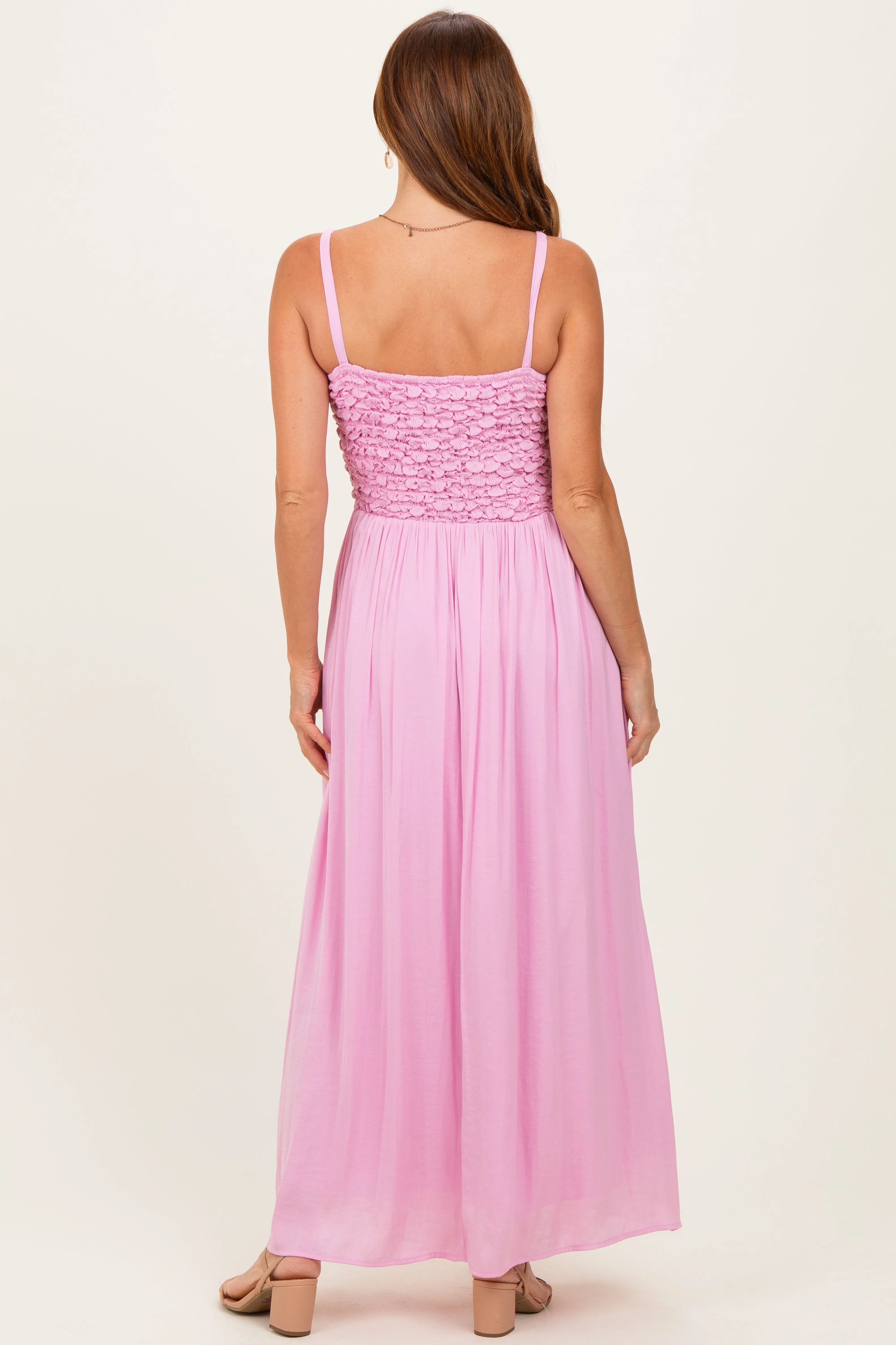 Pink Textured Smocked Maxi Dress sold by Pinkblush product image thumbnail 3