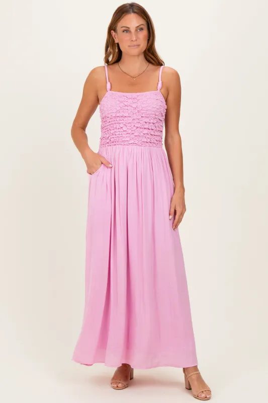 Pink Textured Smocked Maxi Dress sold by Pinkblush