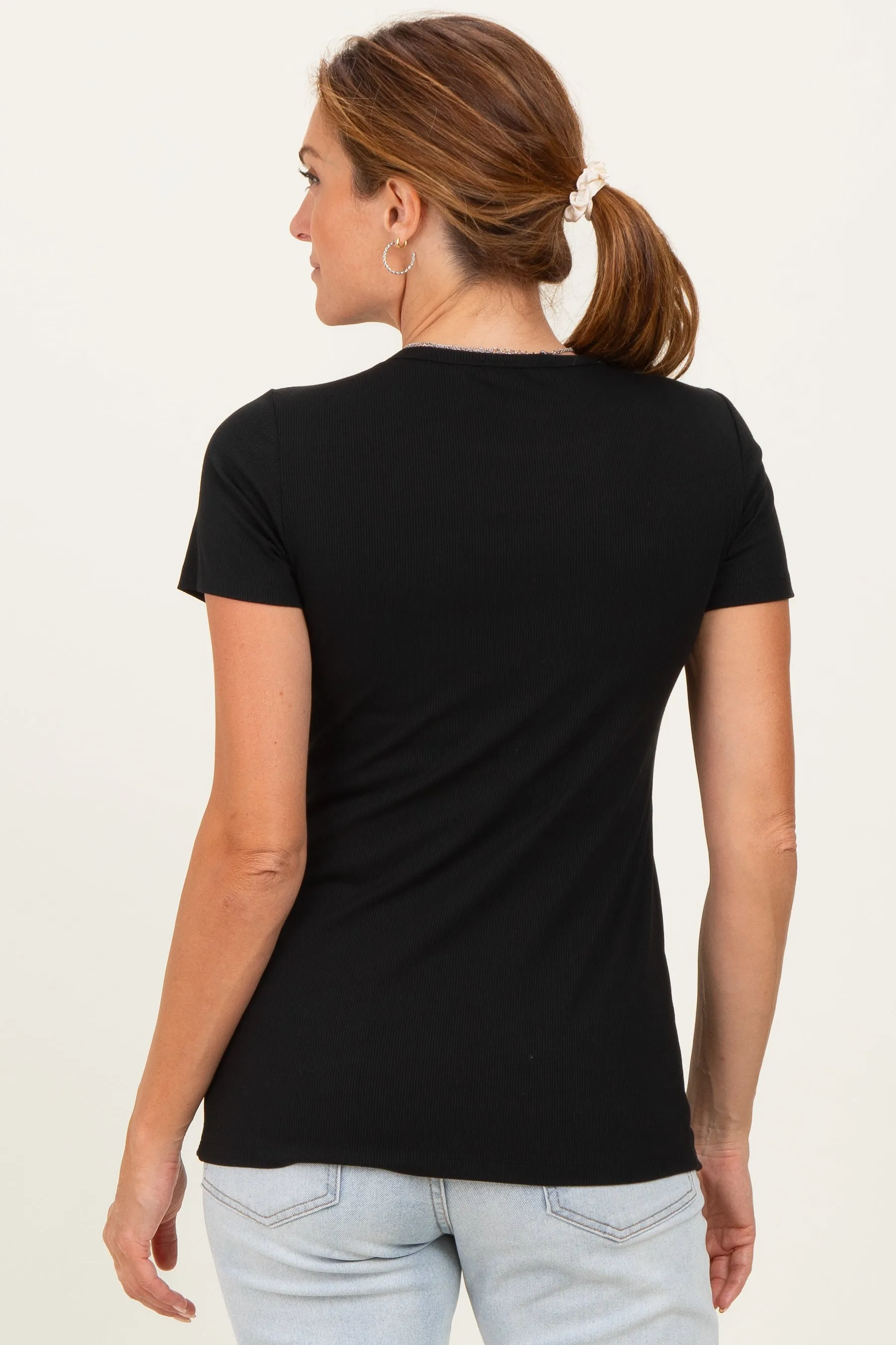 Black Short Sleeve Nursing T-Shirt Top sold by Pinkblush product image thumbnail 4