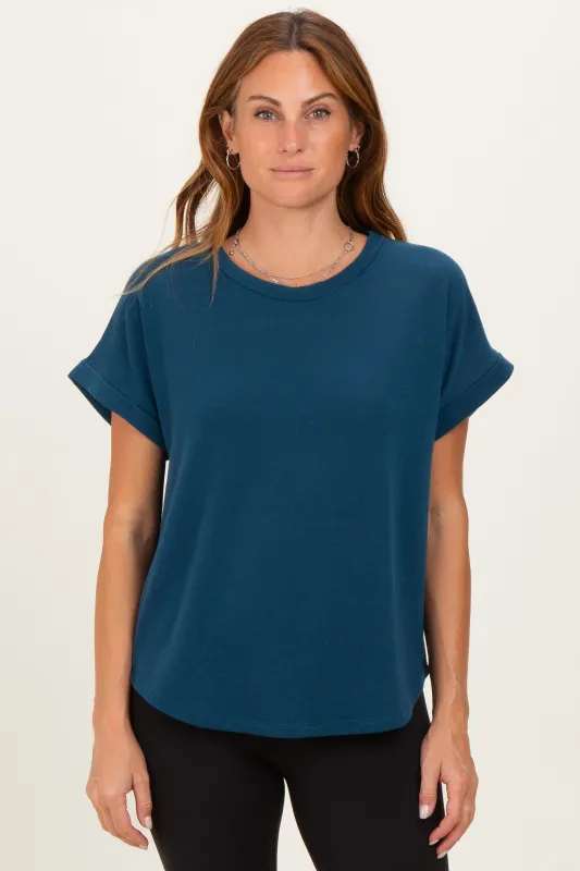 Teal Cuff Sleeve Top made by Staccato